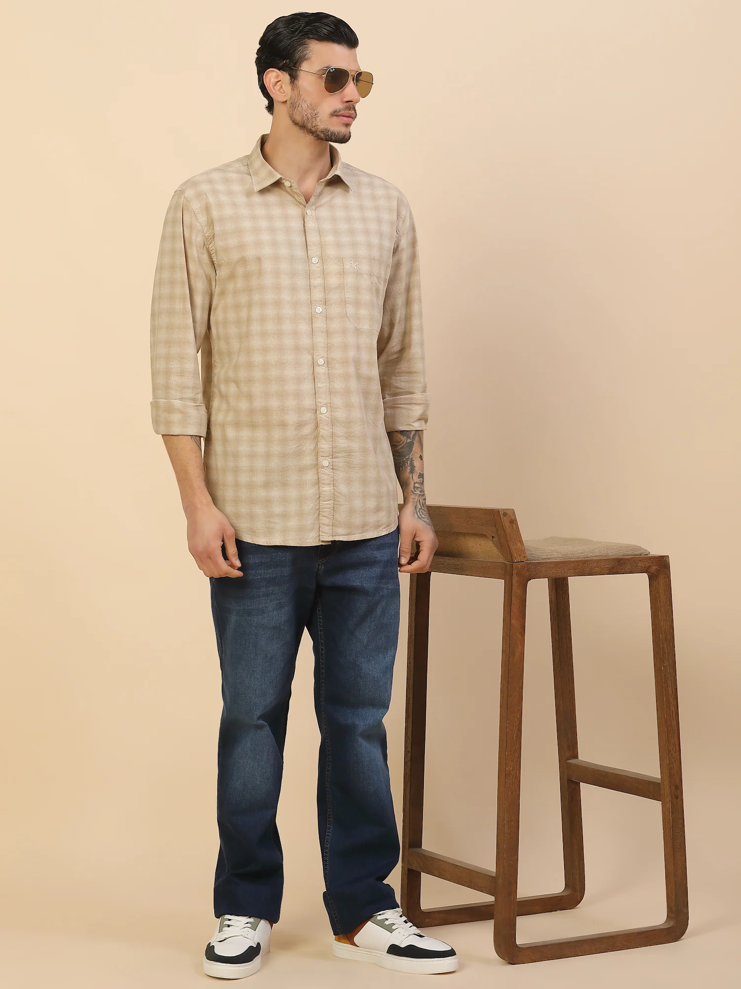 Men's Stylish Checkered Casual Shirt | Regular Fit | Full Sleeve | Pure Cotton | Smart Casual Wear - Image 2