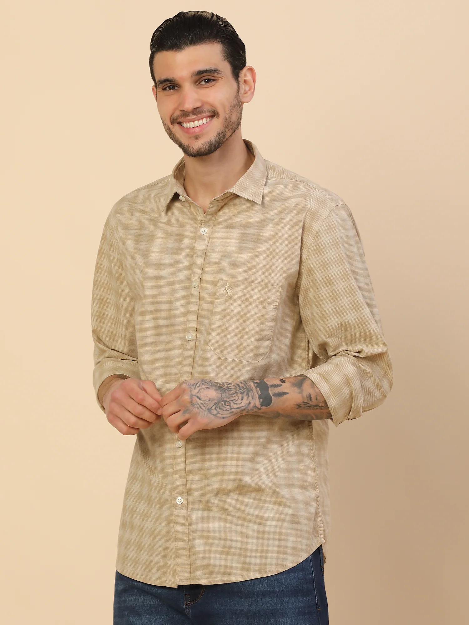Men's Stylish Checkered Casual Shirt | Regular Fit | Full Sleeve | Pure Cotton | Smart Casual Wear - Image 6