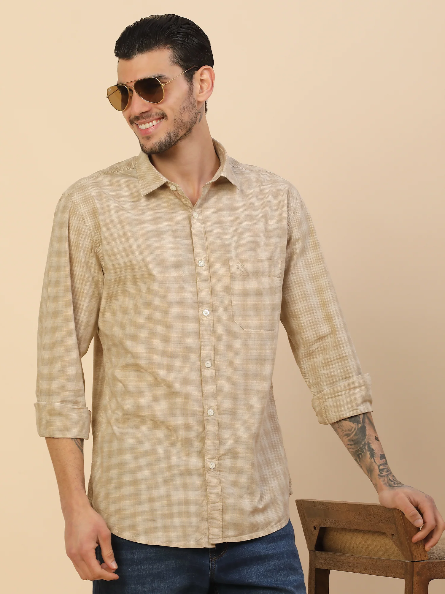 Men's Stylish Checkered Casual Shirt | Regular Fit | Full Sleeve | Pure Cotton | Smart Casual Wear - Image 8