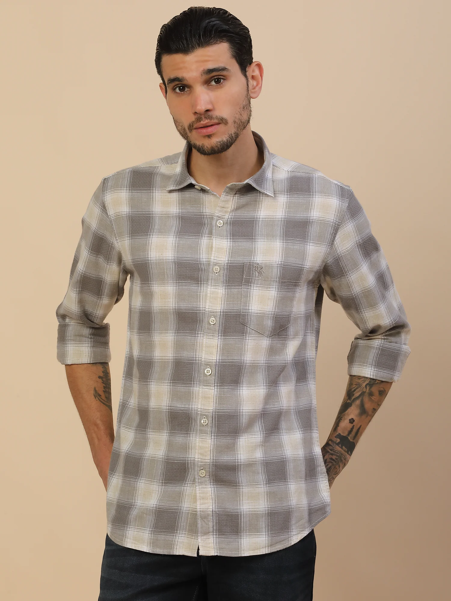 Men's Stylish Checkered Casual Shirt | Regular Fit | Full Sleeve | Pure Cotton | Smart Casual Wear