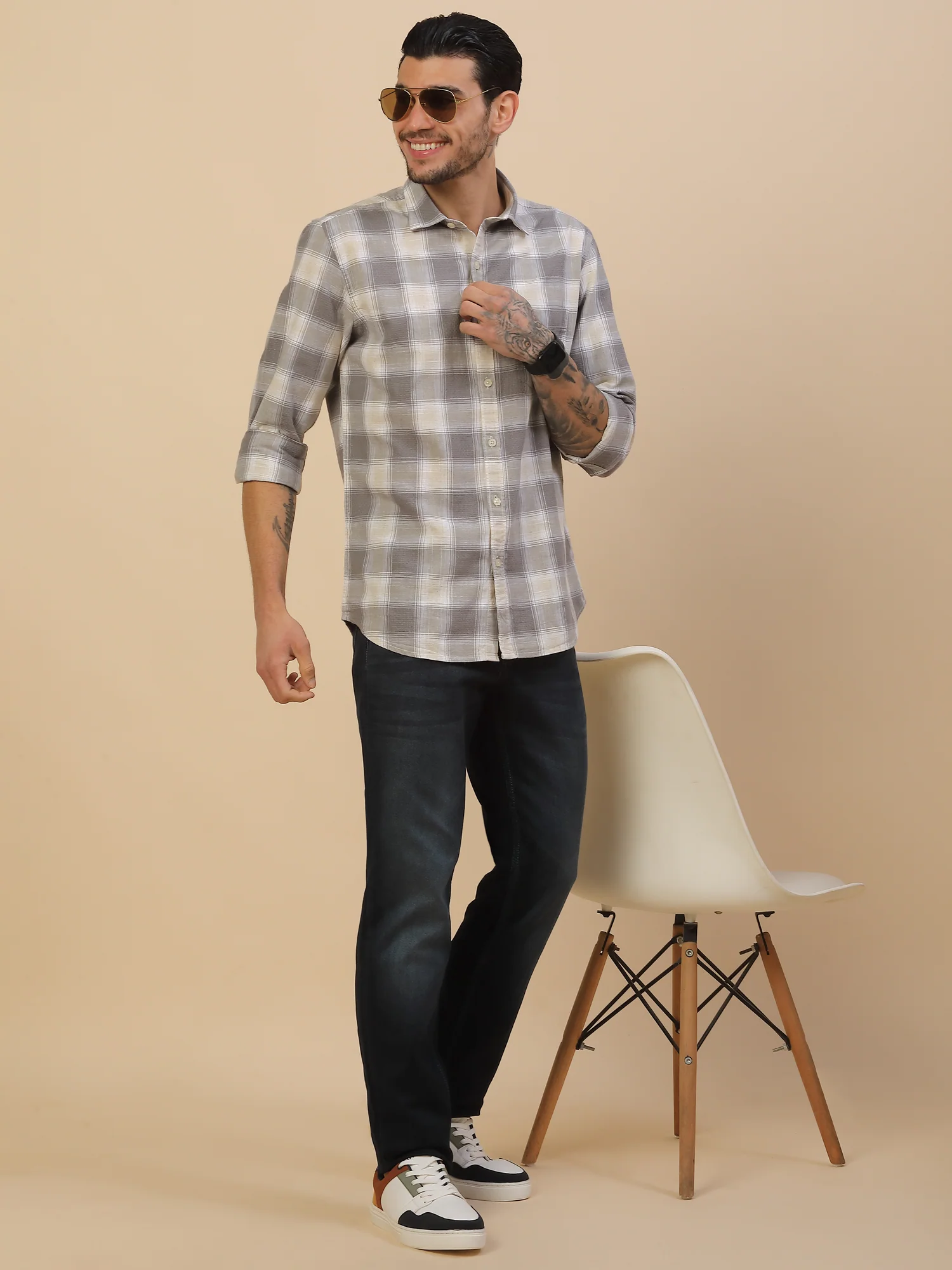 Men's Stylish Checkered Casual Shirt | Regular Fit | Full Sleeve | Pure Cotton | Smart Casual Wear - Image 2