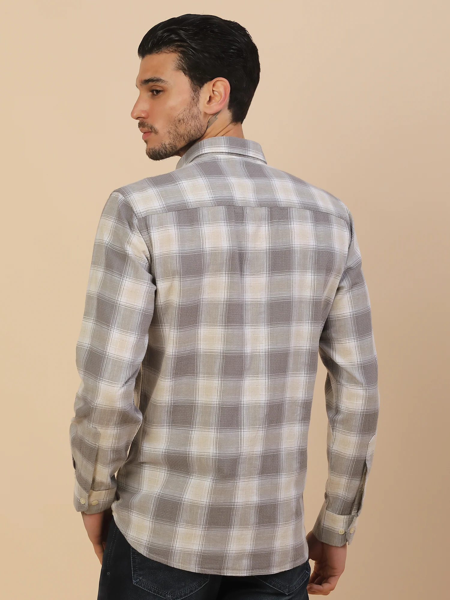Men's Stylish Checkered Casual Shirt | Regular Fit | Full Sleeve | Pure Cotton | Smart Casual Wear - Image 3