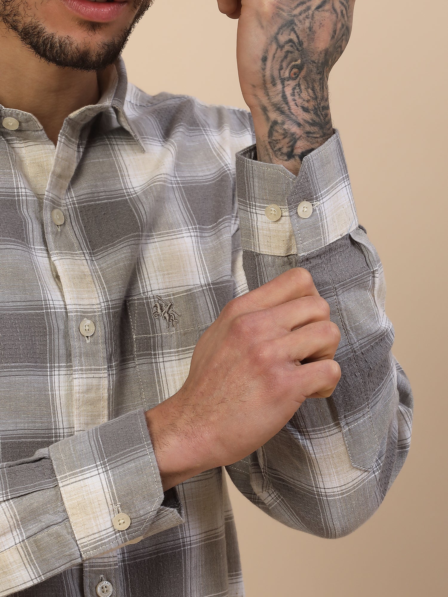 Men's Stylish Checkered Casual Shirt | Regular Fit | Full Sleeve | Pure Cotton | Smart Casual Wear - Image 4
