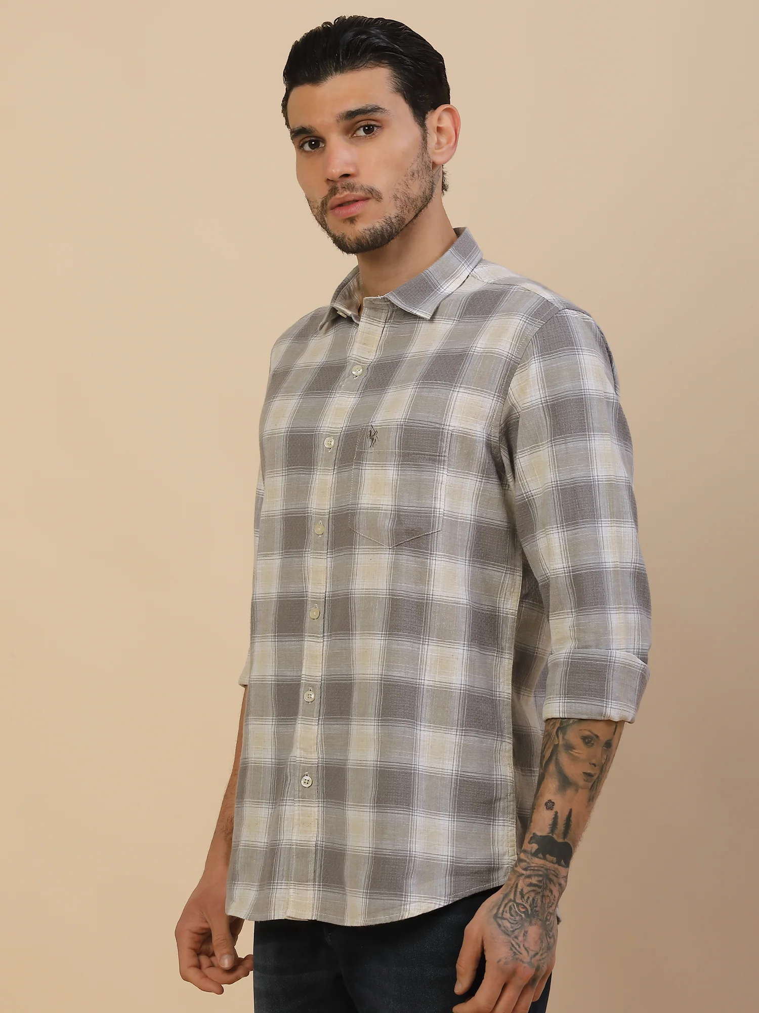 Men's Stylish Checkered Casual Shirt | Regular Fit | Full Sleeve | Pure Cotton | Smart Casual Wear - Image 6