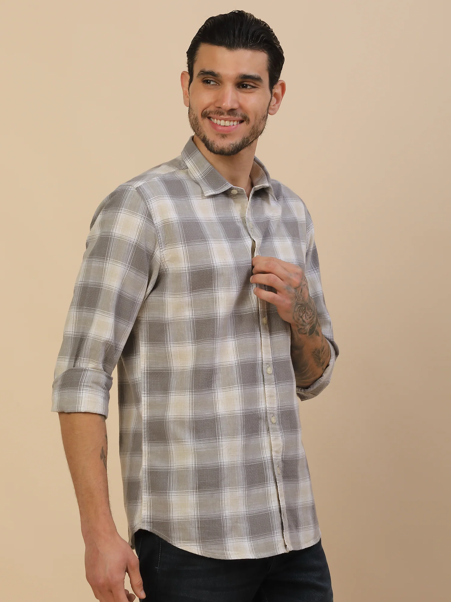 Men's Stylish Checkered Casual Shirt | Regular Fit | Full Sleeve | Pure Cotton | Smart Casual Wear - Image 7