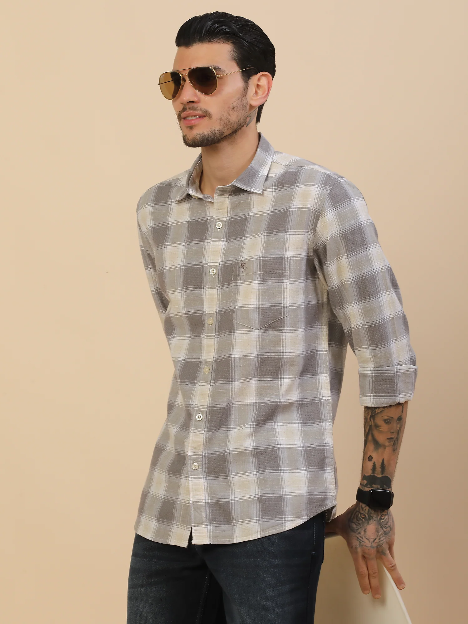 Men's Stylish Checkered Casual Shirt | Regular Fit | Full Sleeve | Pure Cotton | Smart Casual Wear - Image 8