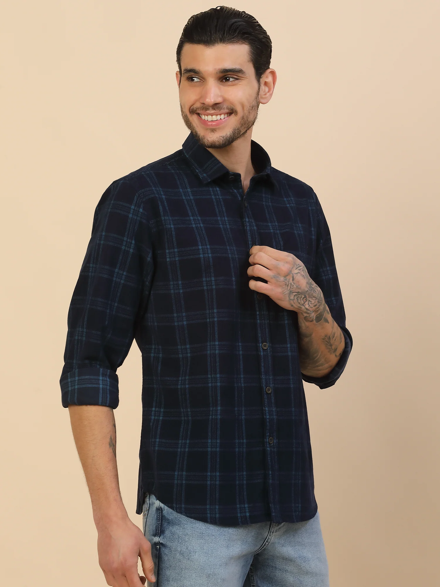 Men's Stylish Checkered Casual Shirt | Regular Fit | Full Sleeve | Pure Cotton | Smart Casual Wear - Image 6