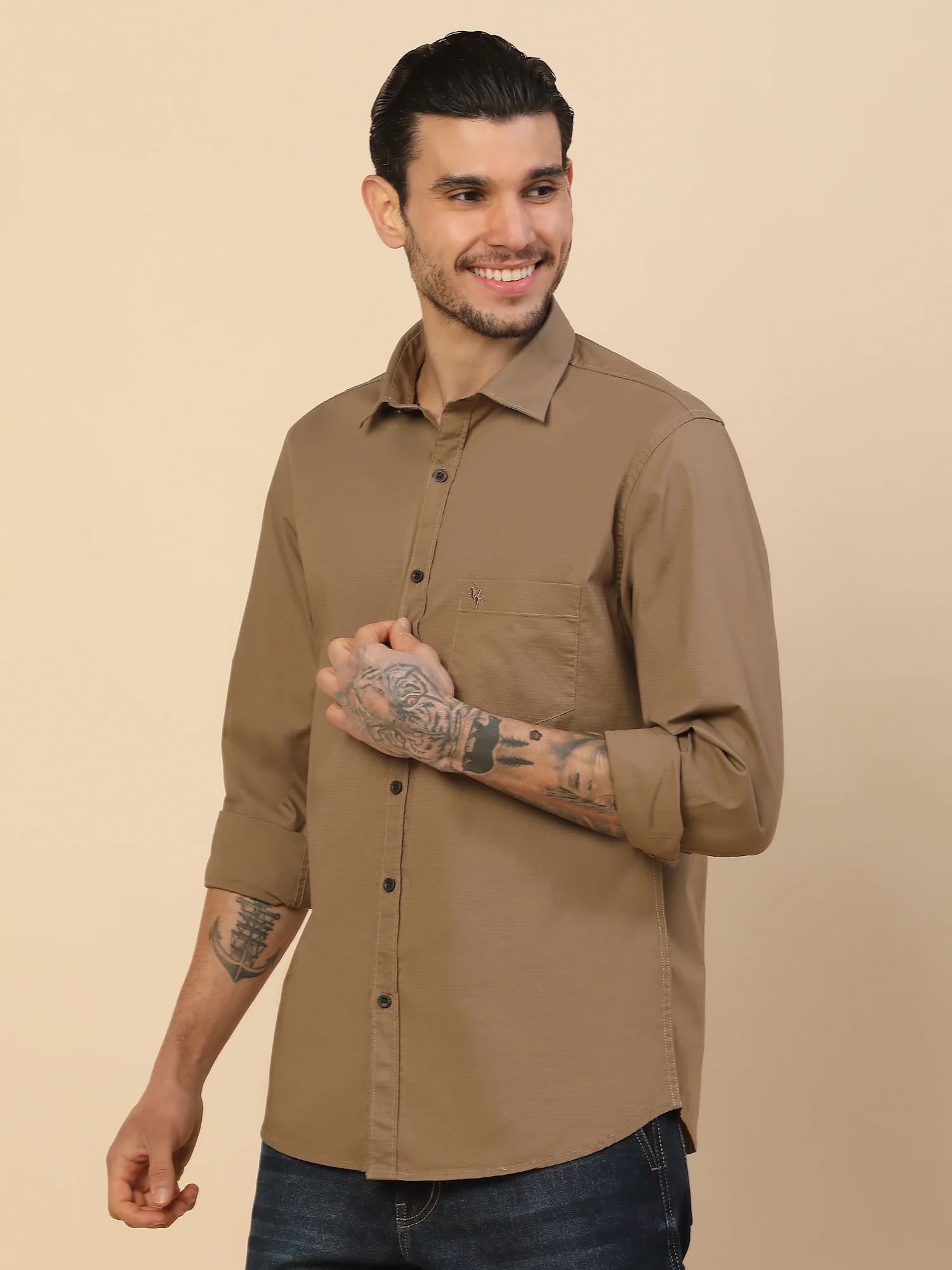 Men's Stylish Solid Casual Shirt | Regular Fit | Full Sleeve | Cotton Blend | Smart Casual Wear - Image 6