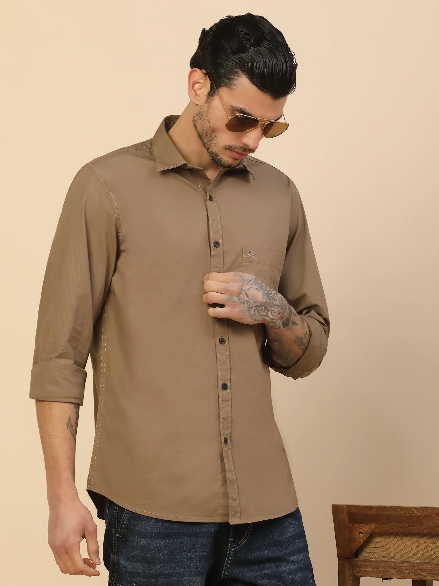 Men's Stylish Solid Casual Shirt | Regular Fit | Full Sleeve | Cotton Blend | Smart Casual Wear - Image 8