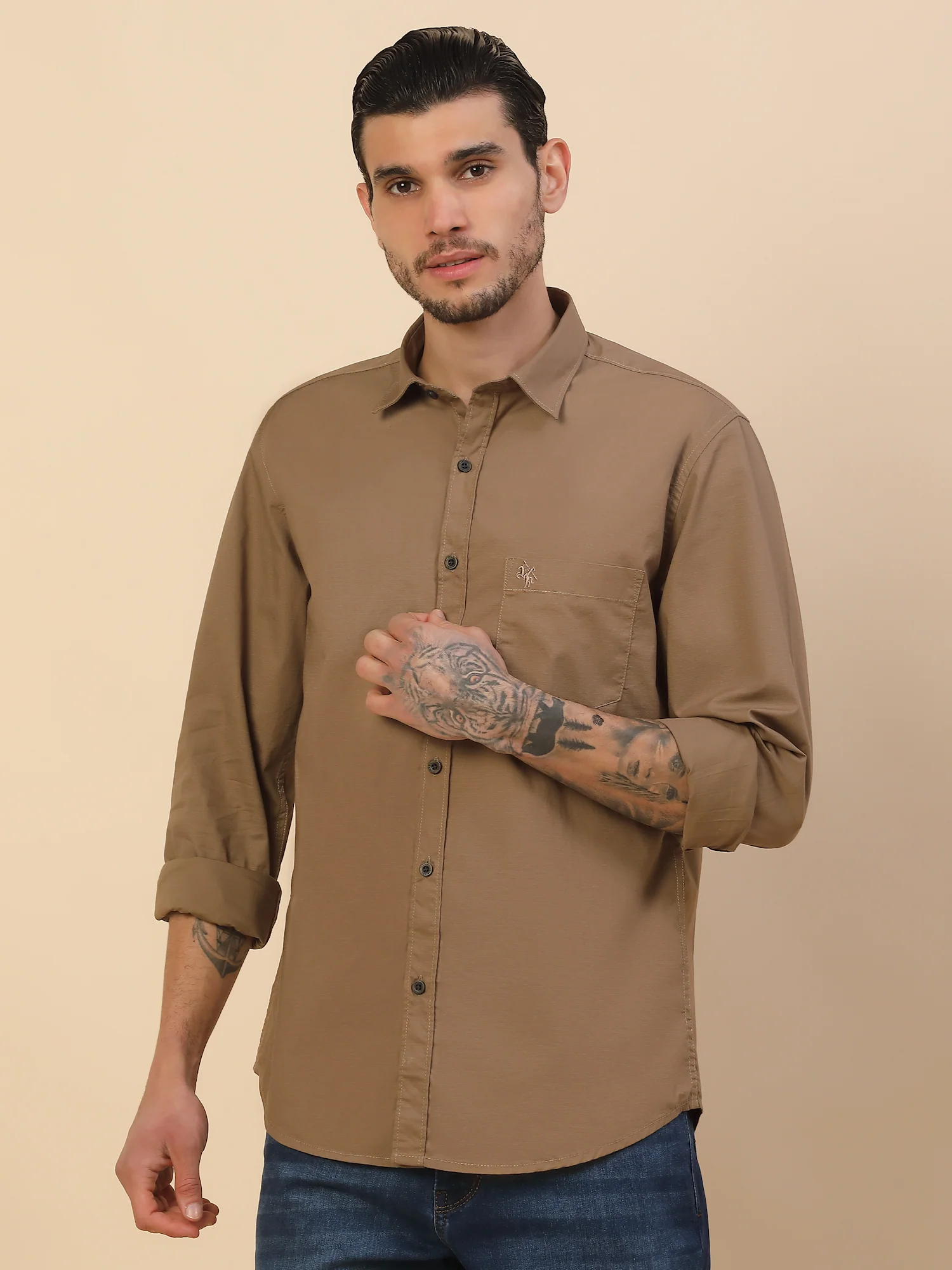 Men's Stylish Solid Casual Shirt | Regular Fit | Full Sleeve | Pure Cotton | Smart Casual Wear (Copy)