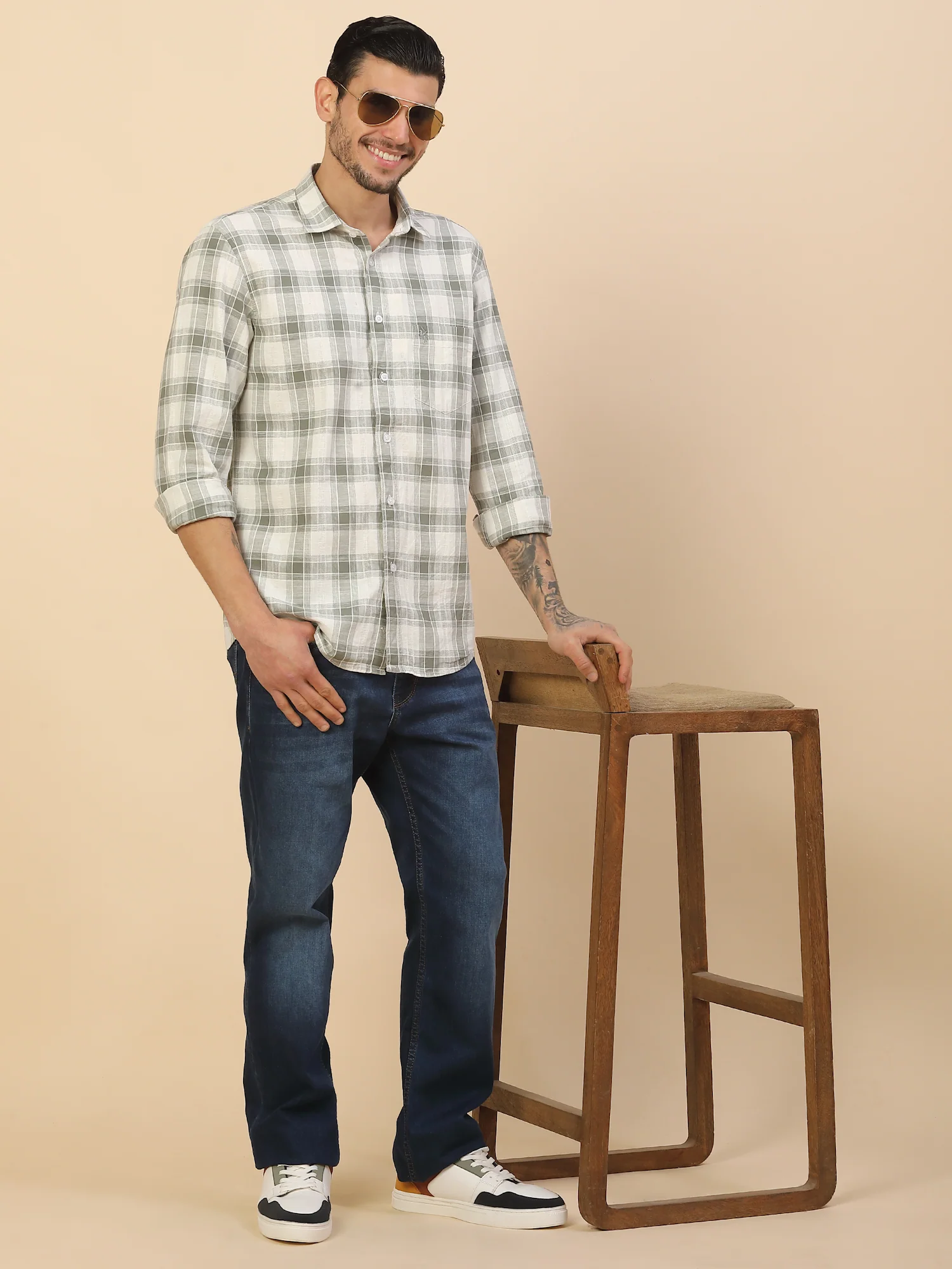 Men's Stylish Checkered Casual Shirt | Regular Fit | Full Sleeve | Pure Cotton | Smart Casual Wear - Image 2
