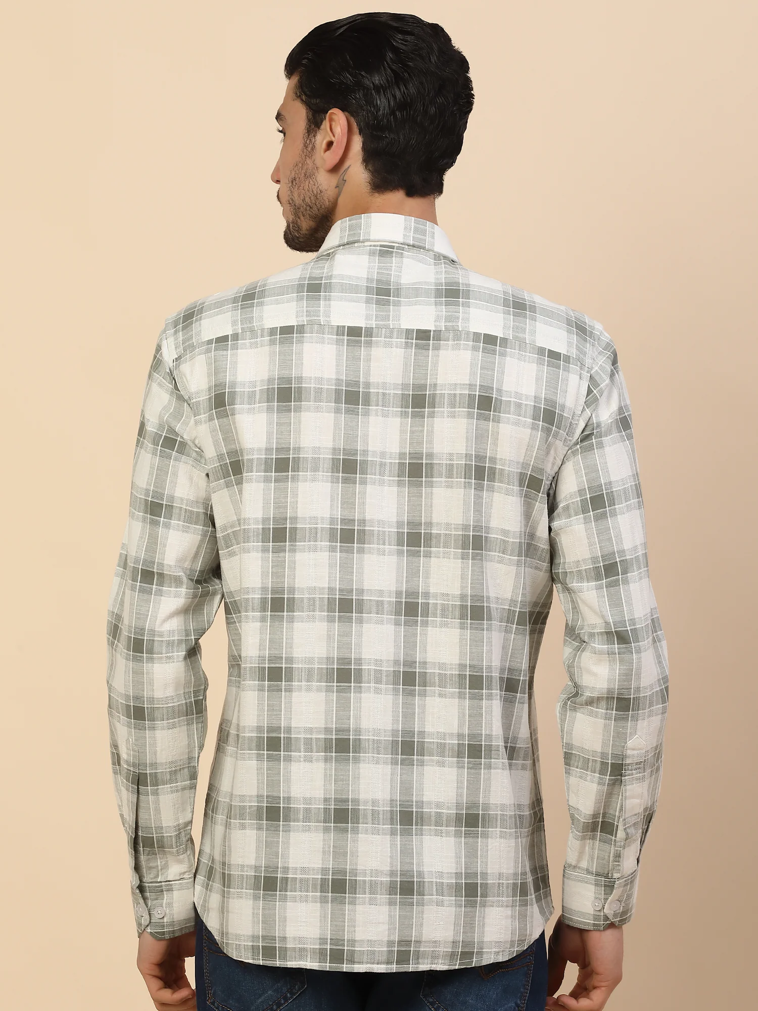 Men's Stylish Checkered Casual Shirt | Regular Fit | Full Sleeve | Pure Cotton | Smart Casual Wear - Image 3