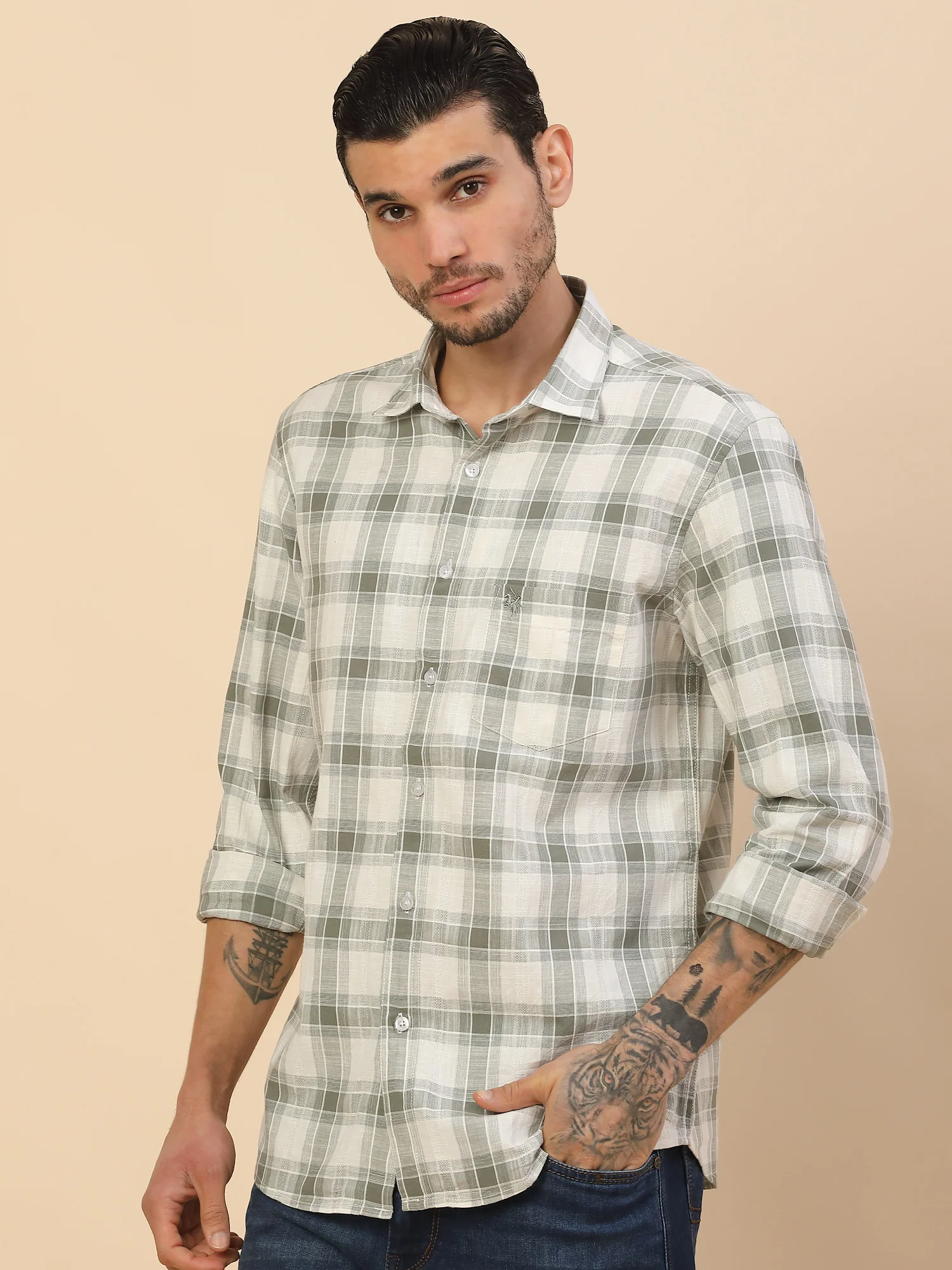 Men's Stylish Checkered Casual Shirt | Regular Fit | Full Sleeve | Pure Cotton | Smart Casual Wear - Image 6