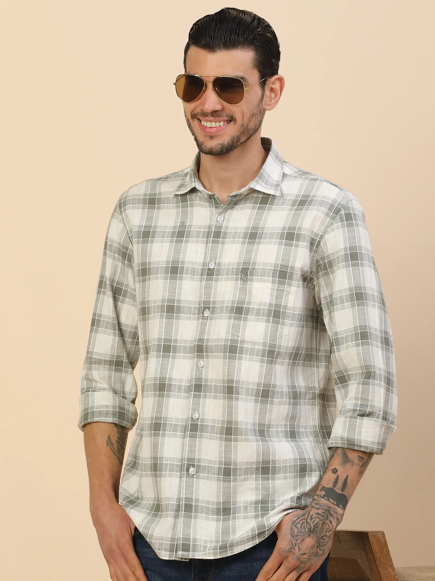 Men's Stylish Checkered Casual Shirt | Regular Fit | Full Sleeve | Pure Cotton | Smart Casual Wear - Image 8