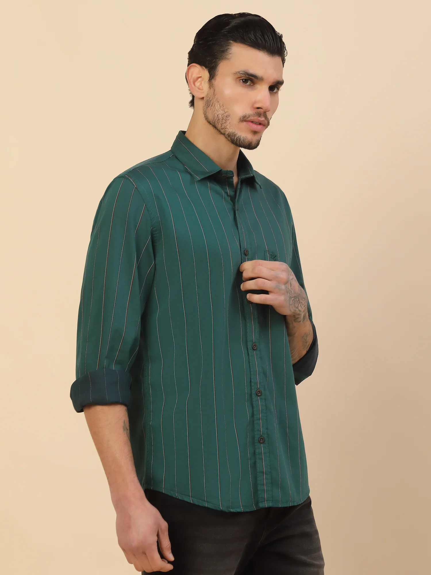 Men's Stylish Striped Casual Shirt | Regular Fit | Full Sleeve | Pure Cotton | Smart Casual Wear - Image 5