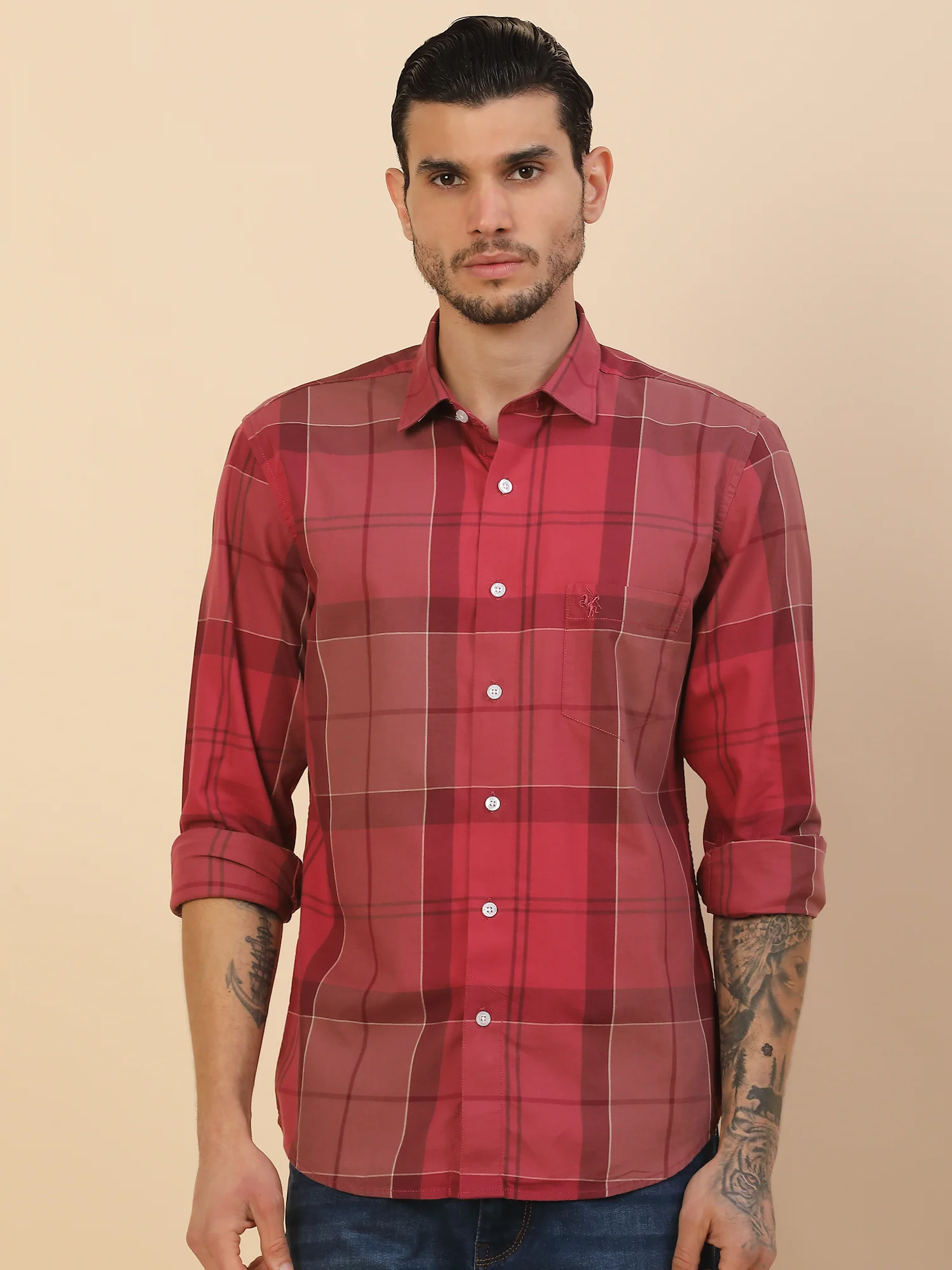 Men's Stylish Checkered Casual Shirt | Regular Fit | Full Sleeve | Pure Cotton | Smart Casual Wear