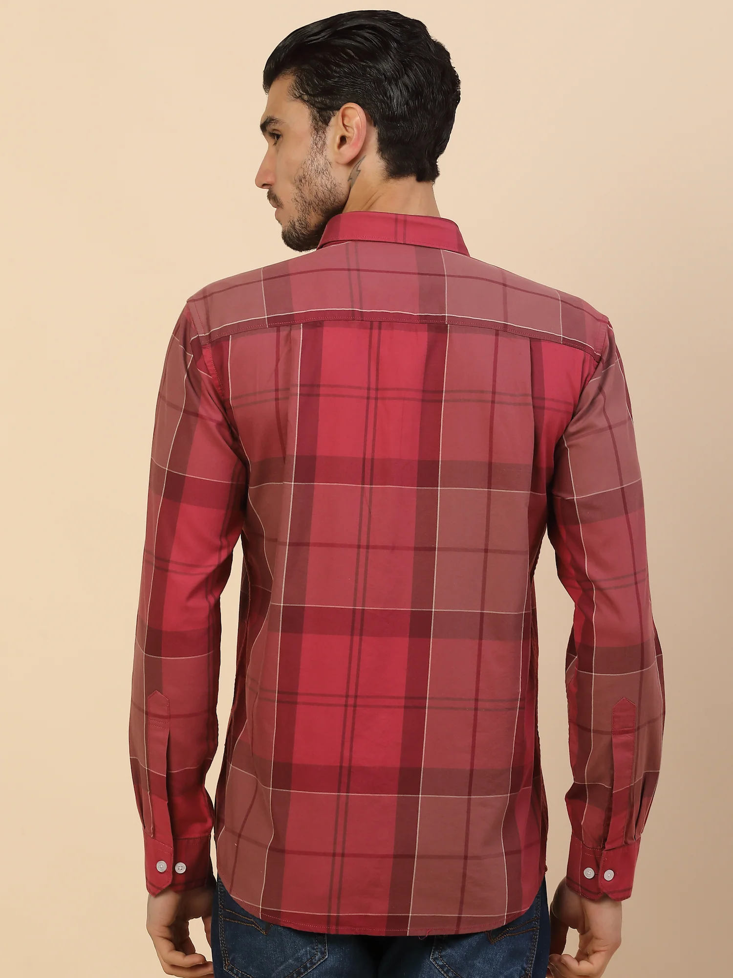 Men's Stylish Checkered Casual Shirt | Regular Fit | Full Sleeve | Pure Cotton | Smart Casual Wear - Image 3