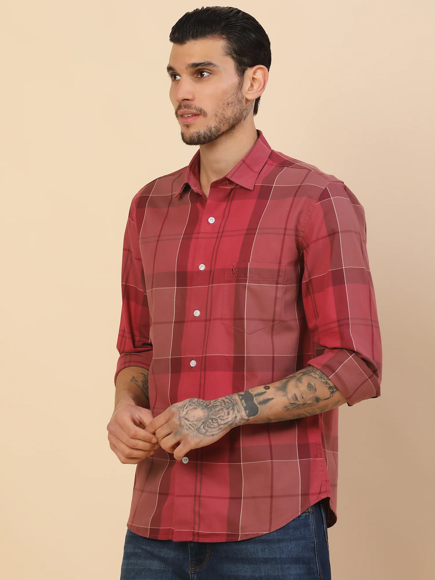 Men's Stylish Checkered Casual Shirt | Regular Fit | Full Sleeve | Pure Cotton | Smart Casual Wear - Image 6