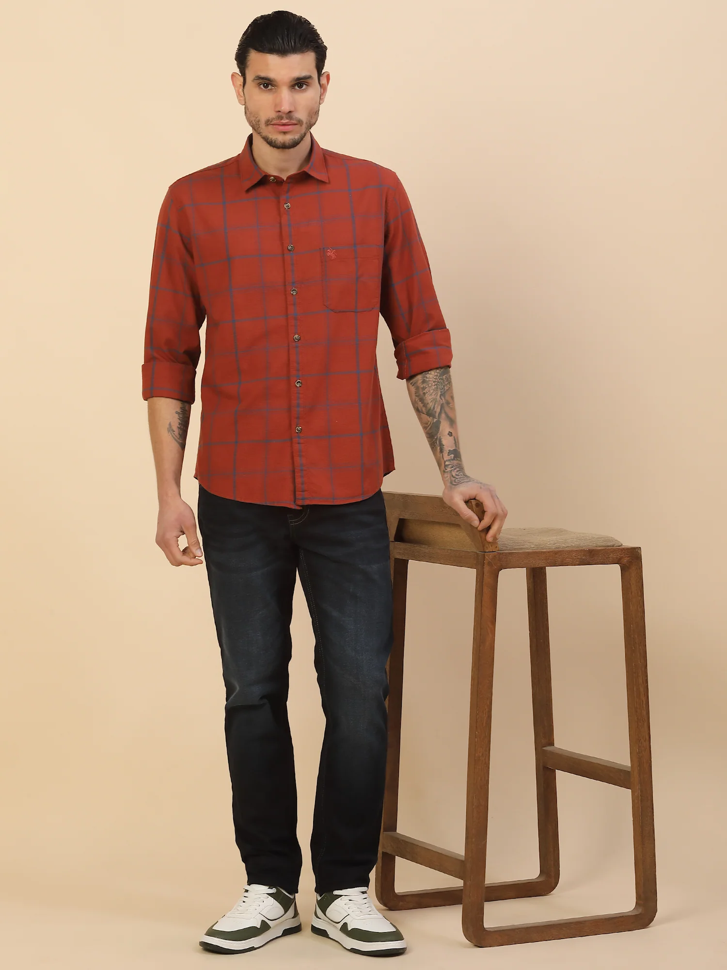 Men's Stylish Checkered Casual Shirt | Regular Fit | Full Sleeve | Pure Cotton | Smart Casual Wear