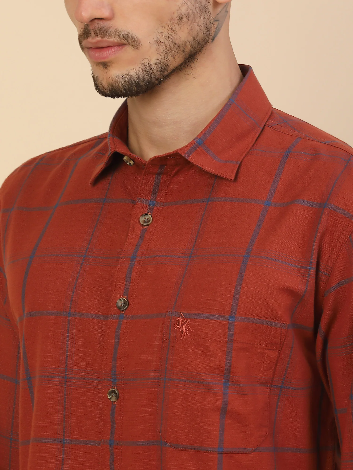 Men's Stylish Checkered Casual Shirt | Regular Fit | Full Sleeve | Pure Cotton | Smart Casual Wear - Image 4