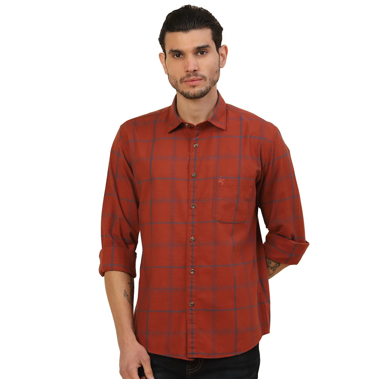 Men's Stylish Checkered Casual Shirt | Regular Fit | Full Sleeve | Pure Cotton | Smart Casual Wear - Image 5