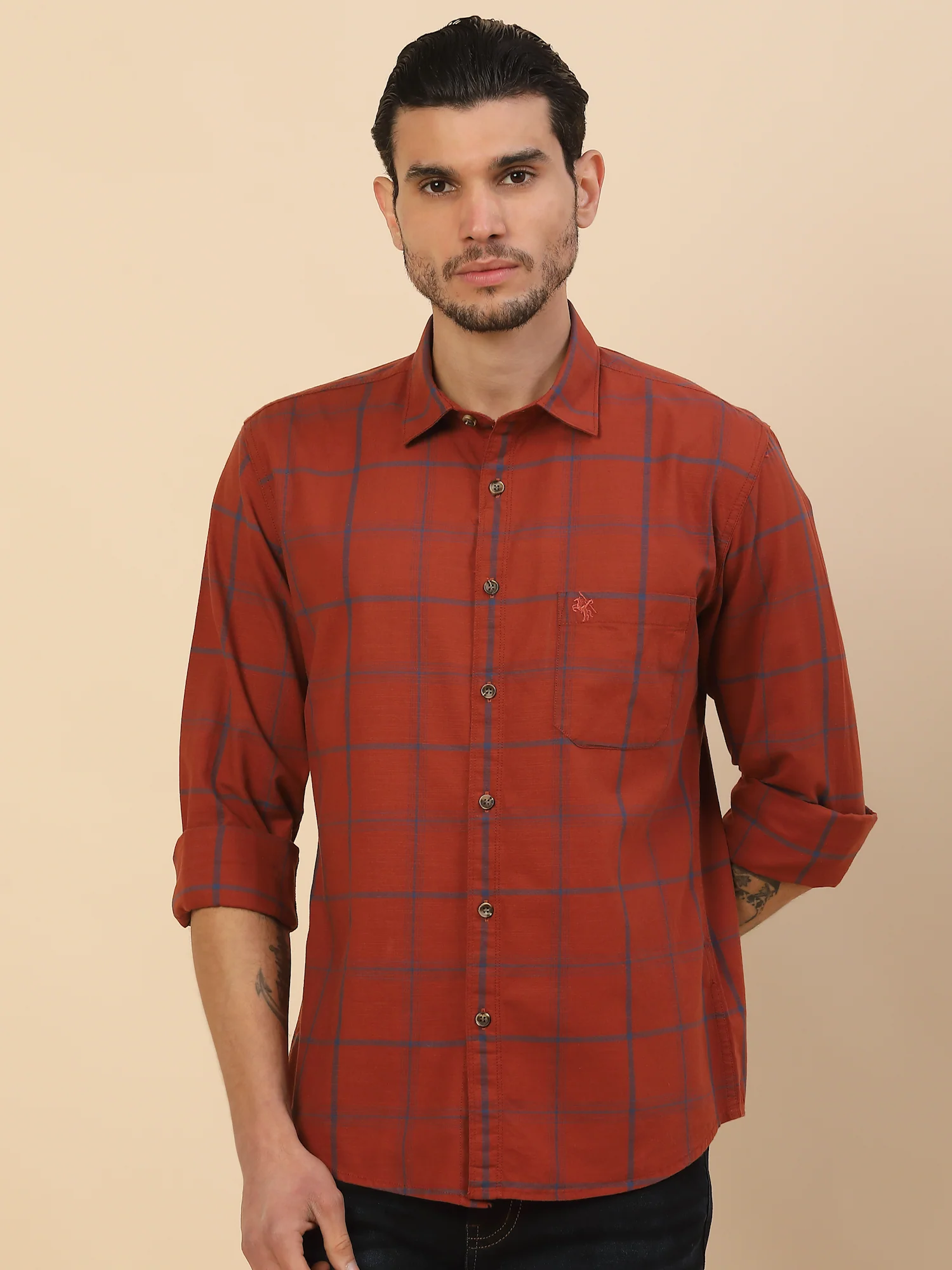Men's Stylish Checkered Casual Shirt | Regular Fit | Full Sleeve | Pure Cotton | Smart Casual Wear - Image 6