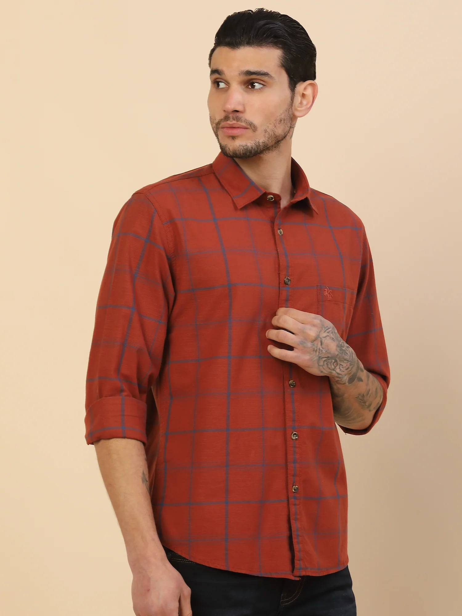 Men's Stylish Checkered Casual Shirt | Regular Fit | Full Sleeve | Pure Cotton | Smart Casual Wear - Image 7