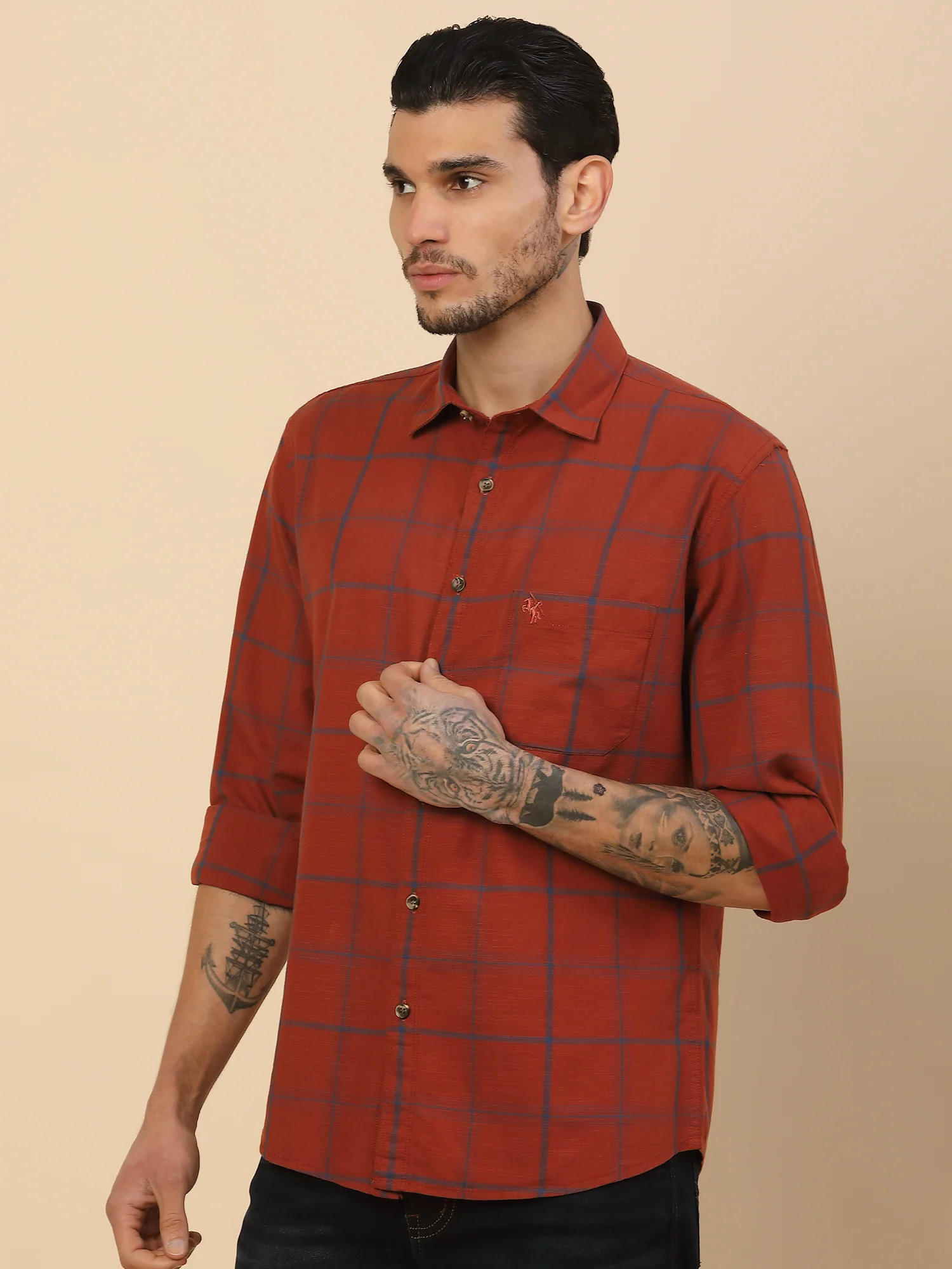 Men's Stylish Checkered Casual Shirt | Regular Fit | Full Sleeve | Pure Cotton | Smart Casual Wear - Image 8