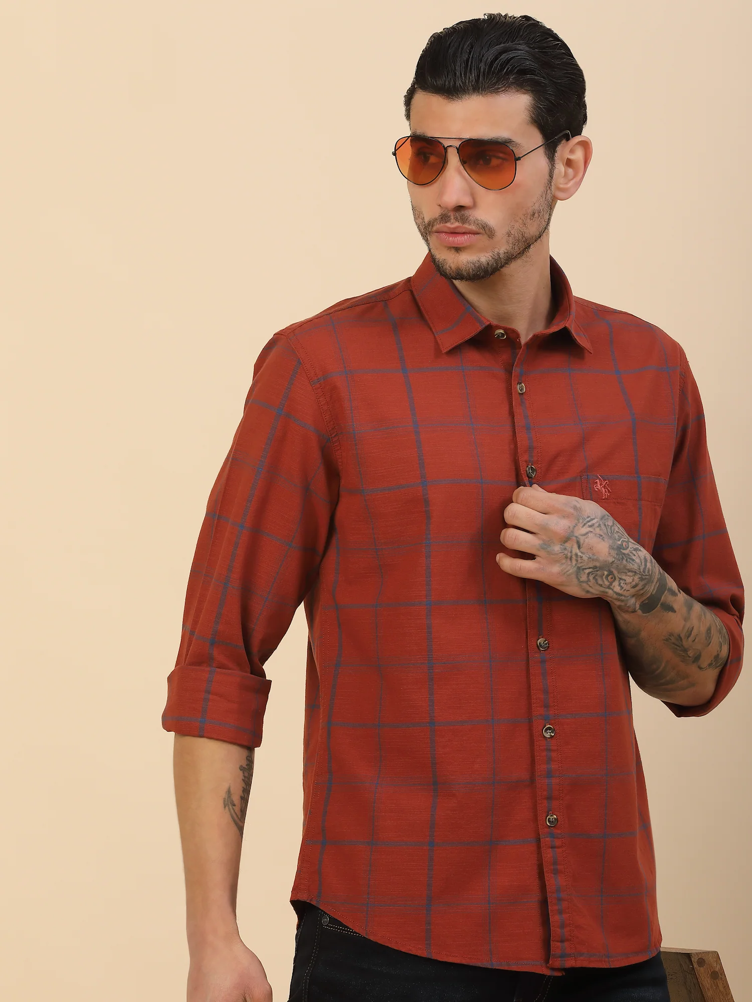 Men's Stylish Checkered Casual Shirt | Regular Fit | Full Sleeve | Pure Cotton | Smart Casual Wear - Image 9
