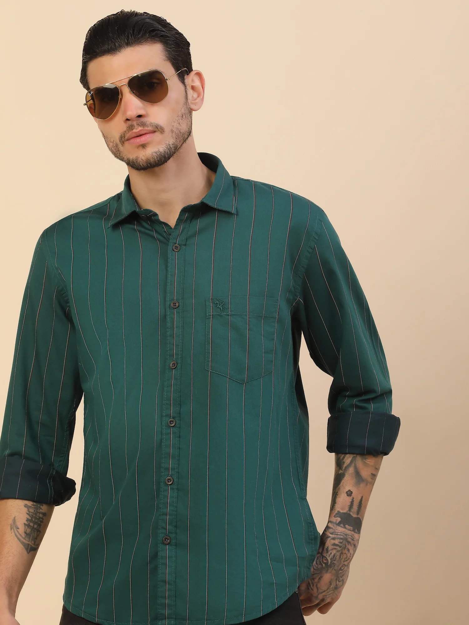 Men's Stylish Striped Casual Shirt | Regular Fit | Full Sleeve | Pure Cotton | Smart Casual Wear - Image 7