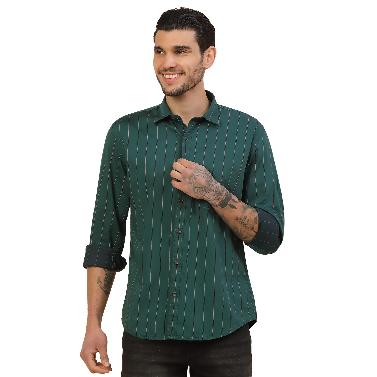 Men's Stylish Striped Casual Shirt | Regular Fit | Full Sleeve | Pure Cotton | Smart Casual Wear - Image 9
