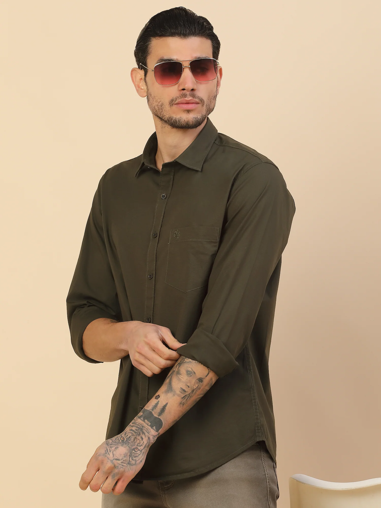 Men's Stylish Solid Casual Shirt | Regular Fit | Full Sleeve | Cotton Blend | Smart Casual Wear - Image 3