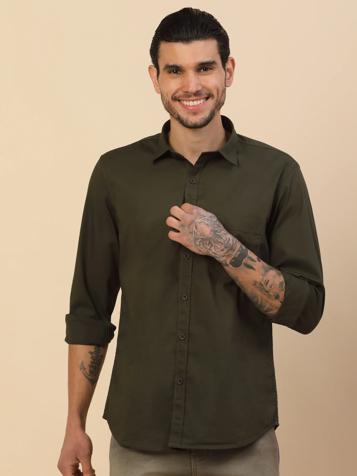 Men's Stylish Solid Casual Shirt | Regular Fit | Full Sleeve | Cotton Blend | Smart Casual Wear - Image 7