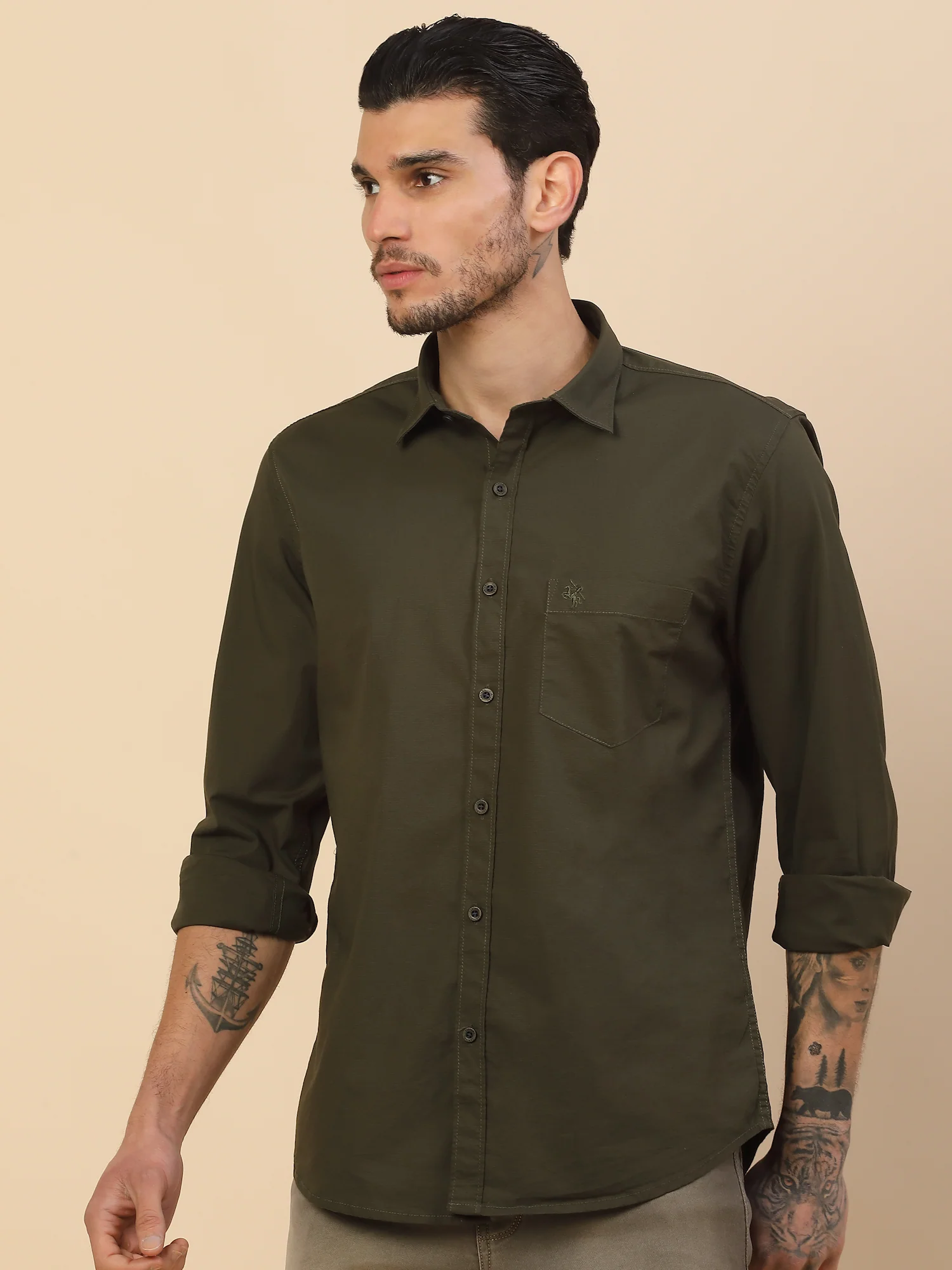 Men's Stylish Solid Casual Shirt | Regular Fit | Full Sleeve | Cotton Blend | Smart Casual Wear - Image 8