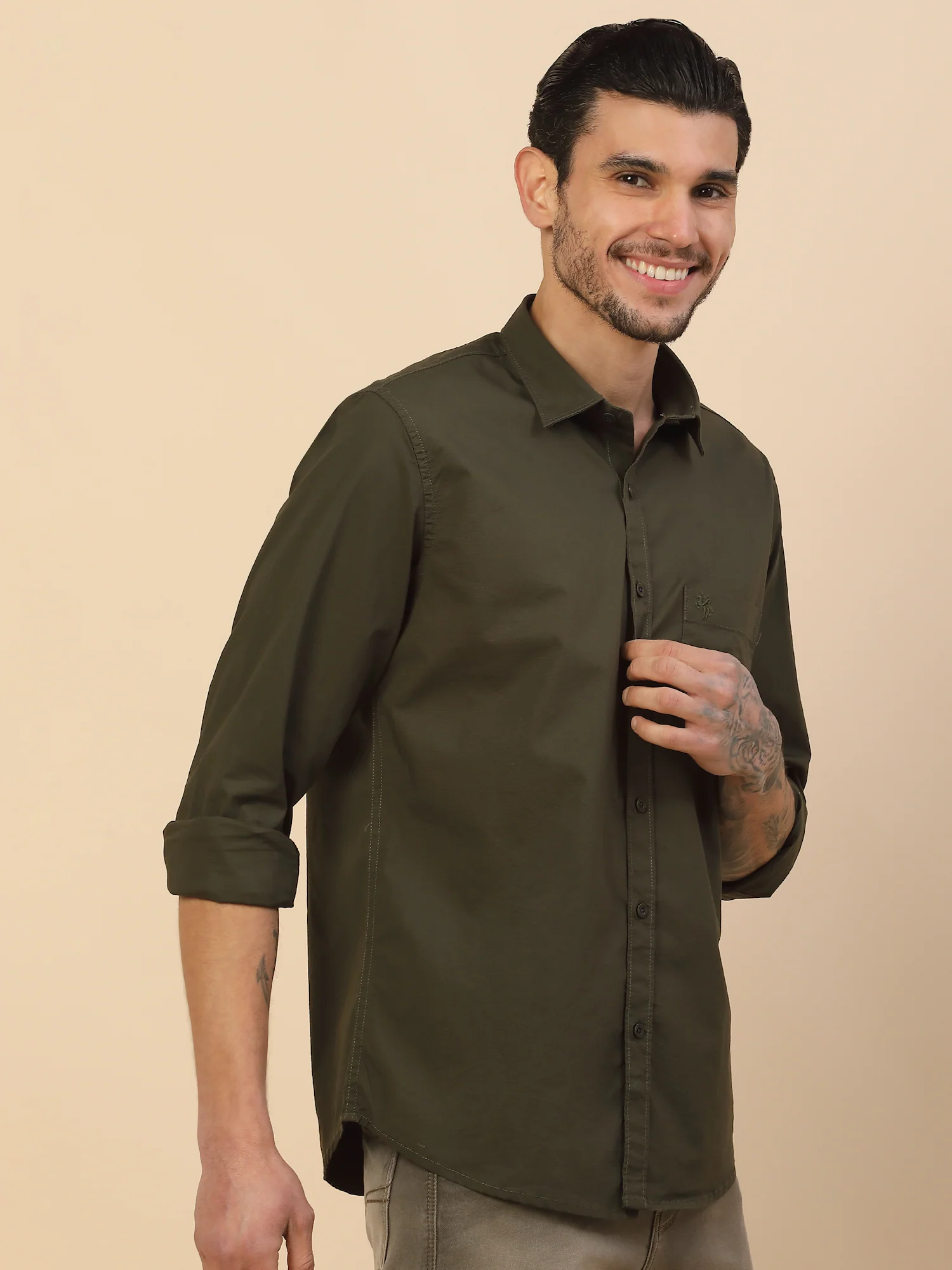 Men's Stylish Solid Casual Shirt | Regular Fit | Full Sleeve | Cotton Blend | Smart Casual Wear - Image 9