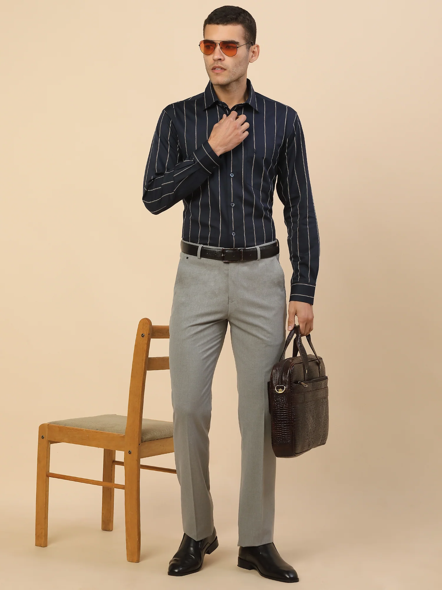 Men's Stylish Striped Formal Shirt | Regular Fit | Full Sleeve | Pure Cotton | Smart Formal Wear - Image 2