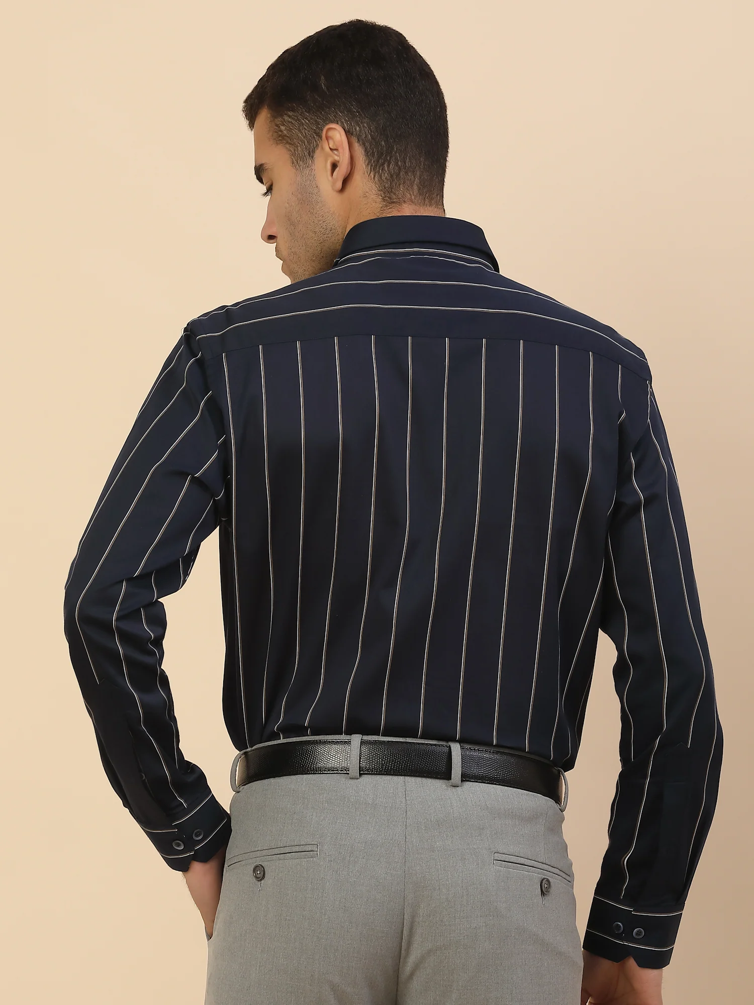 Men's Stylish Striped Formal Shirt | Regular Fit | Full Sleeve | Pure Cotton | Smart Formal Wear - Image 3