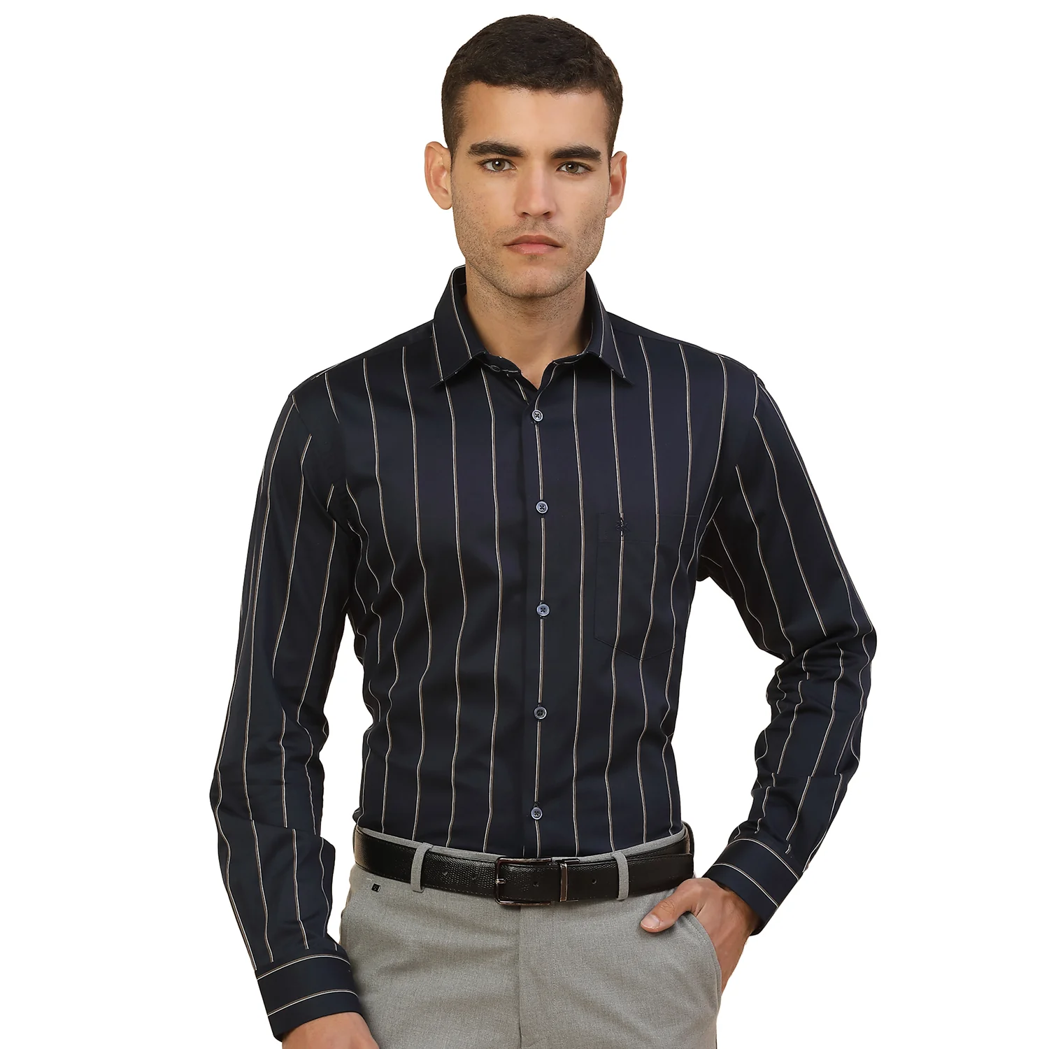 Men's Stylish Striped Formal Shirt | Regular Fit | Full Sleeve | Pure Cotton | Smart Formal Wear - Image 4