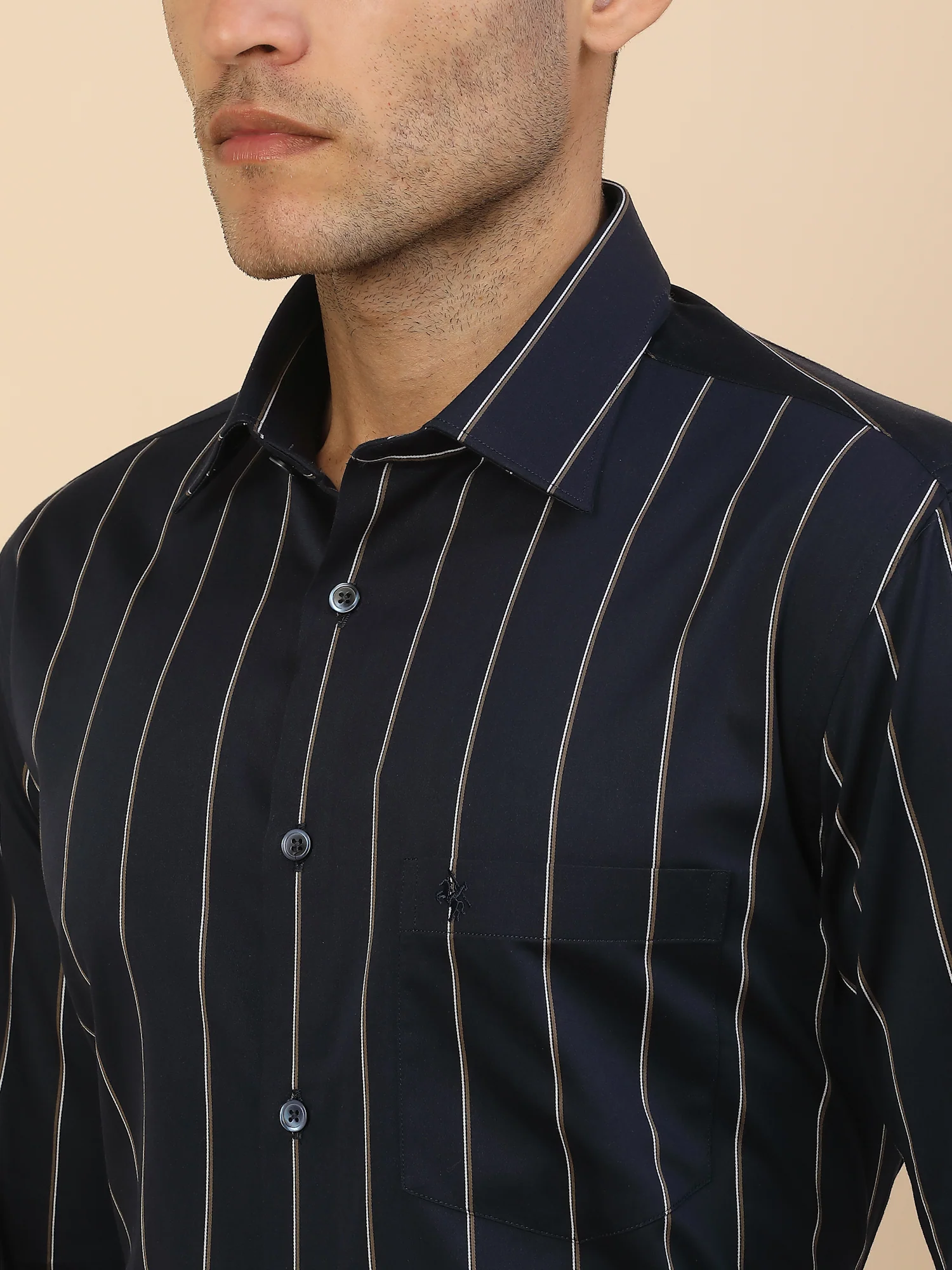 Men's Stylish Striped Formal Shirt | Regular Fit | Full Sleeve | Pure Cotton | Smart Formal Wear - Image 7