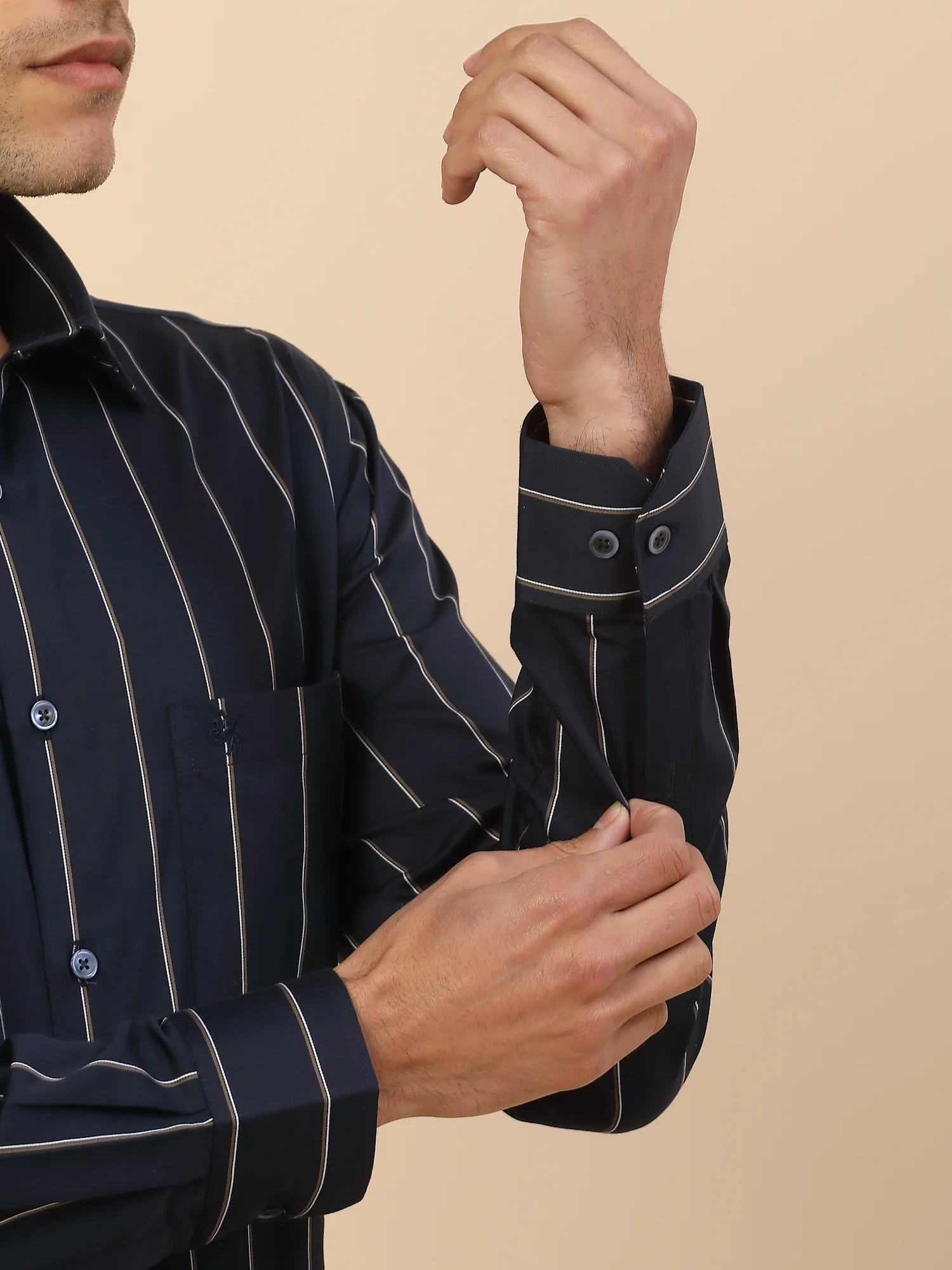Men's Stylish Striped Formal Shirt | Regular Fit | Full Sleeve | Pure Cotton | Smart Formal Wear - Image 8