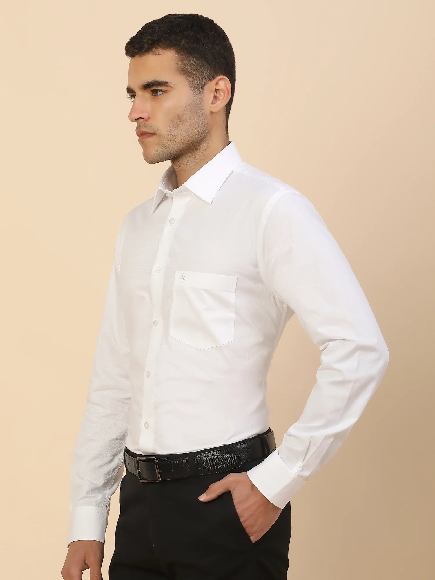Men's Stylish Self Design Formal Shirt | Regular Fit | Full Sleeve | Pure Cotton | Smart Formal Wear - Image 4