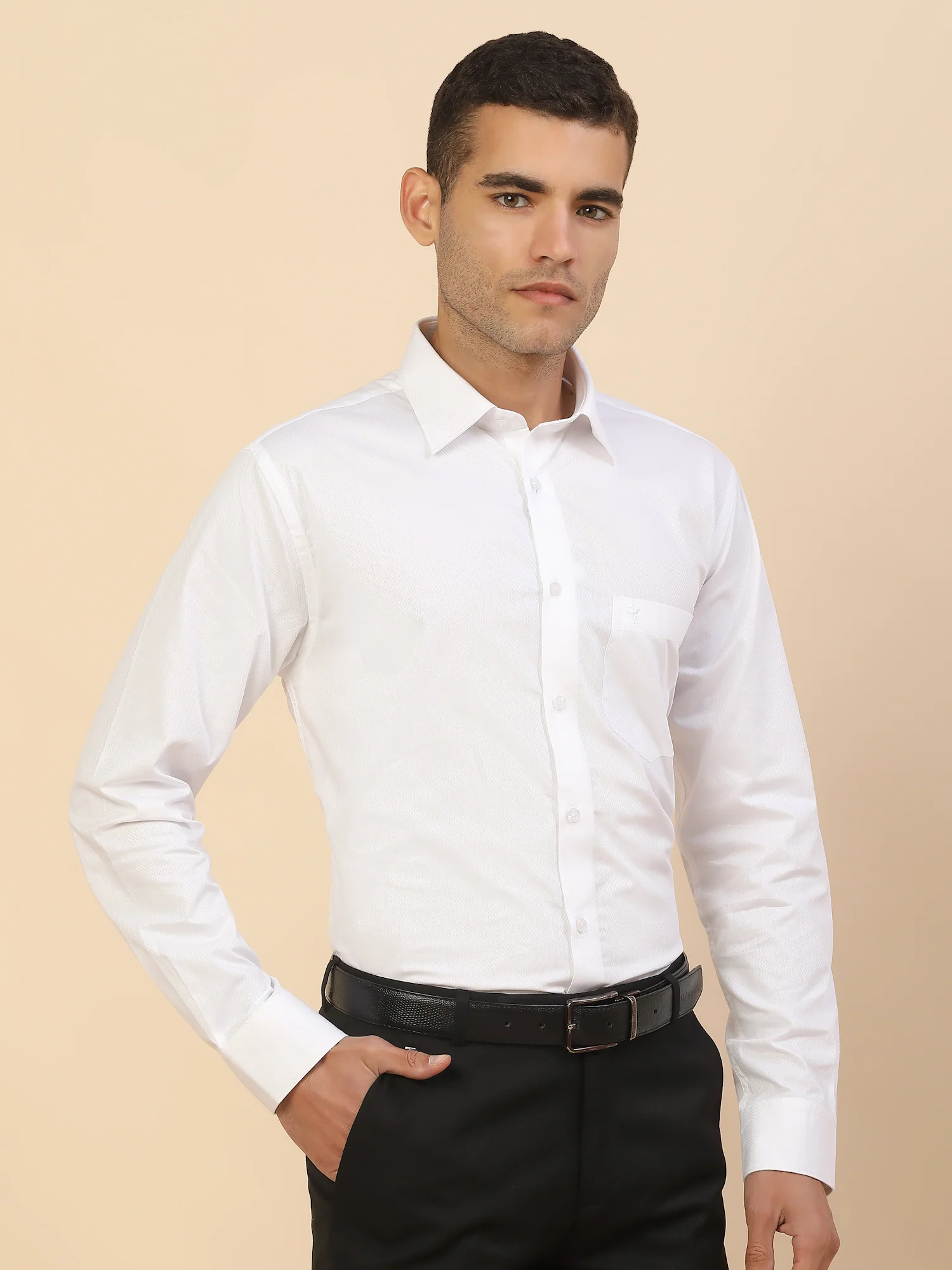 Men's Stylish Self Design Formal Shirt | Regular Fit | Full Sleeve | Pure Cotton | Smart Formal Wear - Image 5