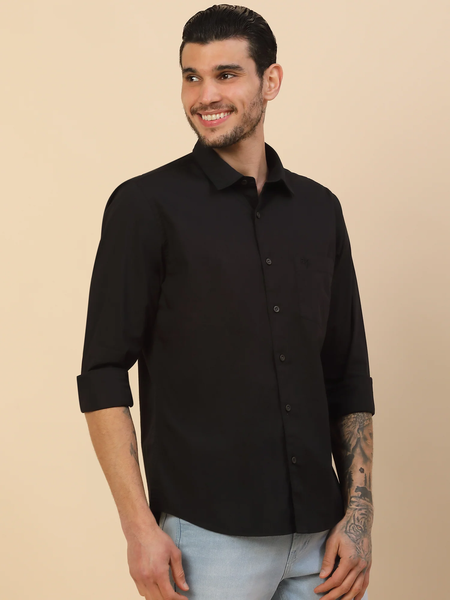 Men's Stylish Solid Casual Shirt | Regular Fit | Full Sleeve | Cotton Blend | Smart Casual Wear - Image 7