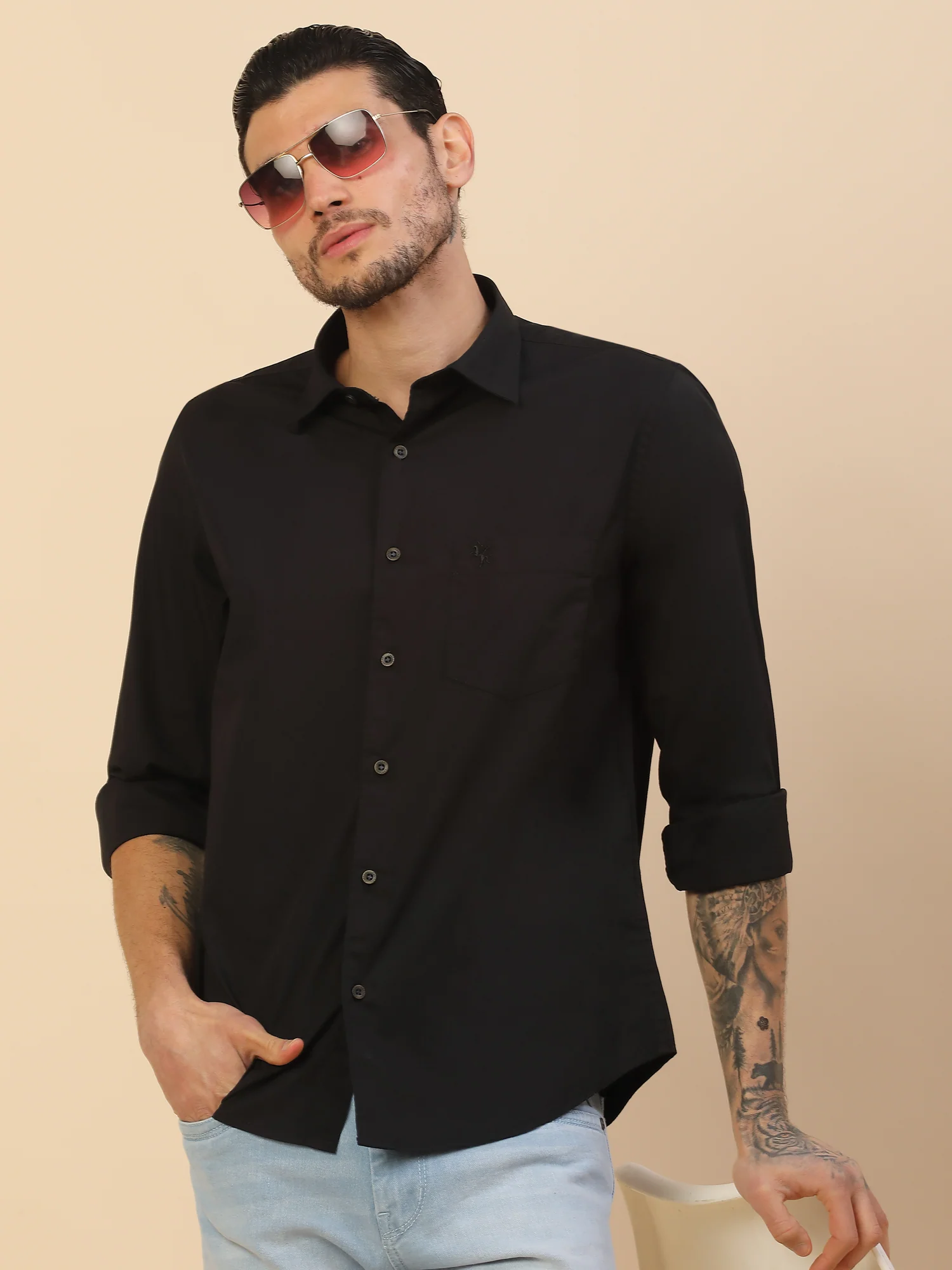 Men's Stylish Solid Casual Shirt | Regular Fit | Full Sleeve | Cotton Blend | Smart Casual Wear - Image 8