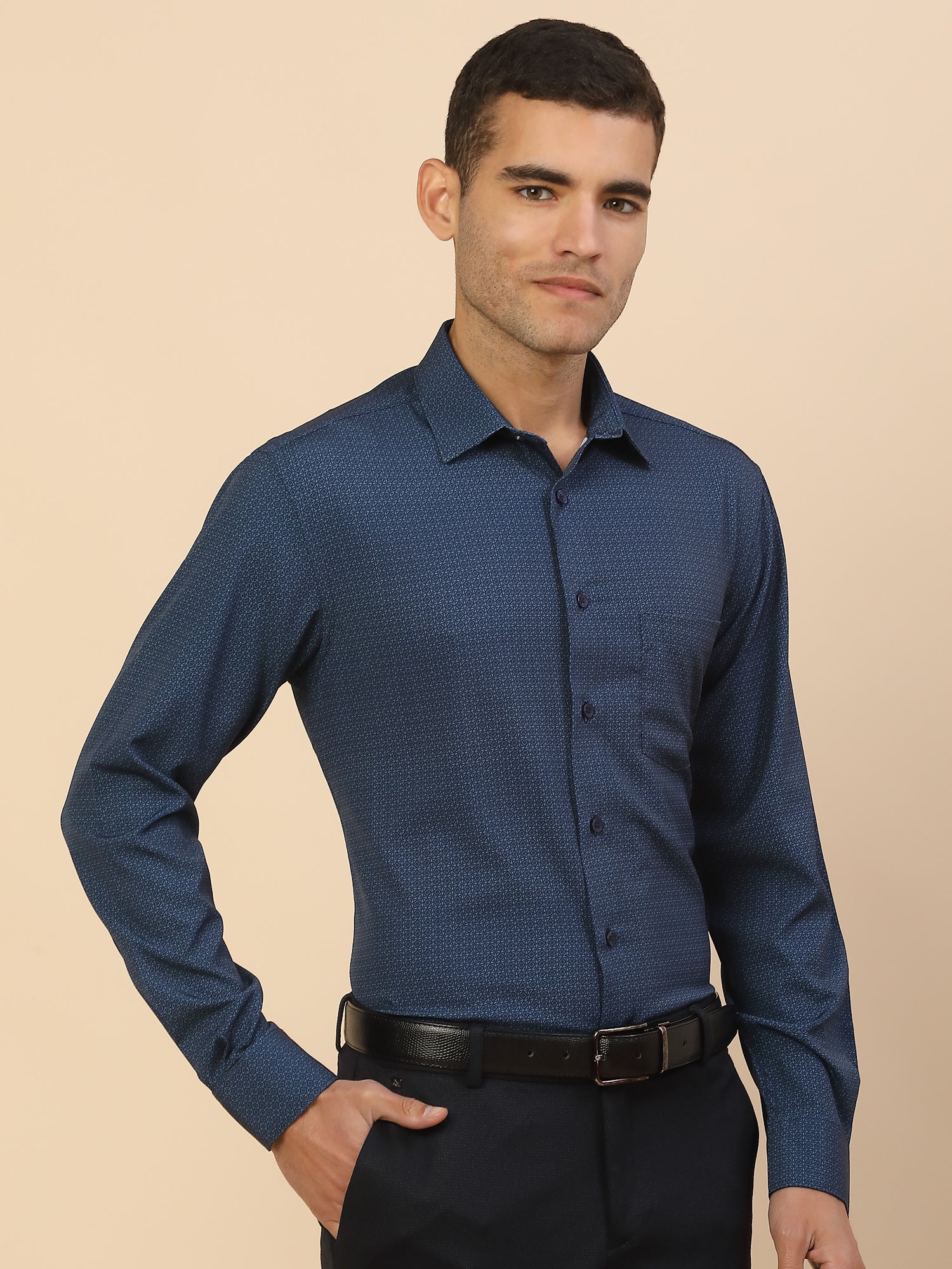Men's Stylish Printed Formal Shirt | Regular Fit | Full Sleeve | Polyester | Smart Formal Wear - Image 5
