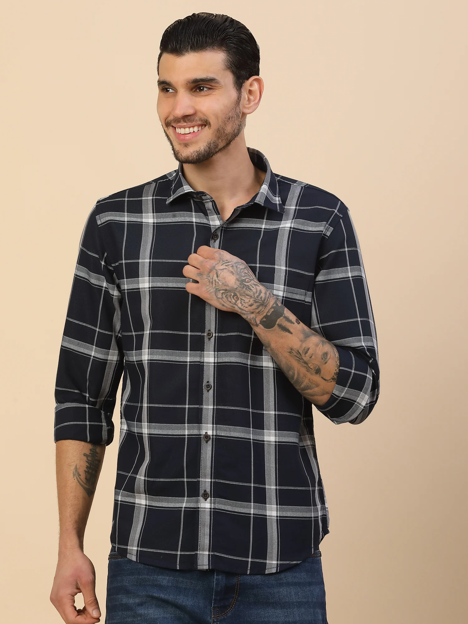 Men's Stylish Checkered Casual Shirt | Regular Fit | Full Sleeve | Pure Cotton | Smart Casual Wear