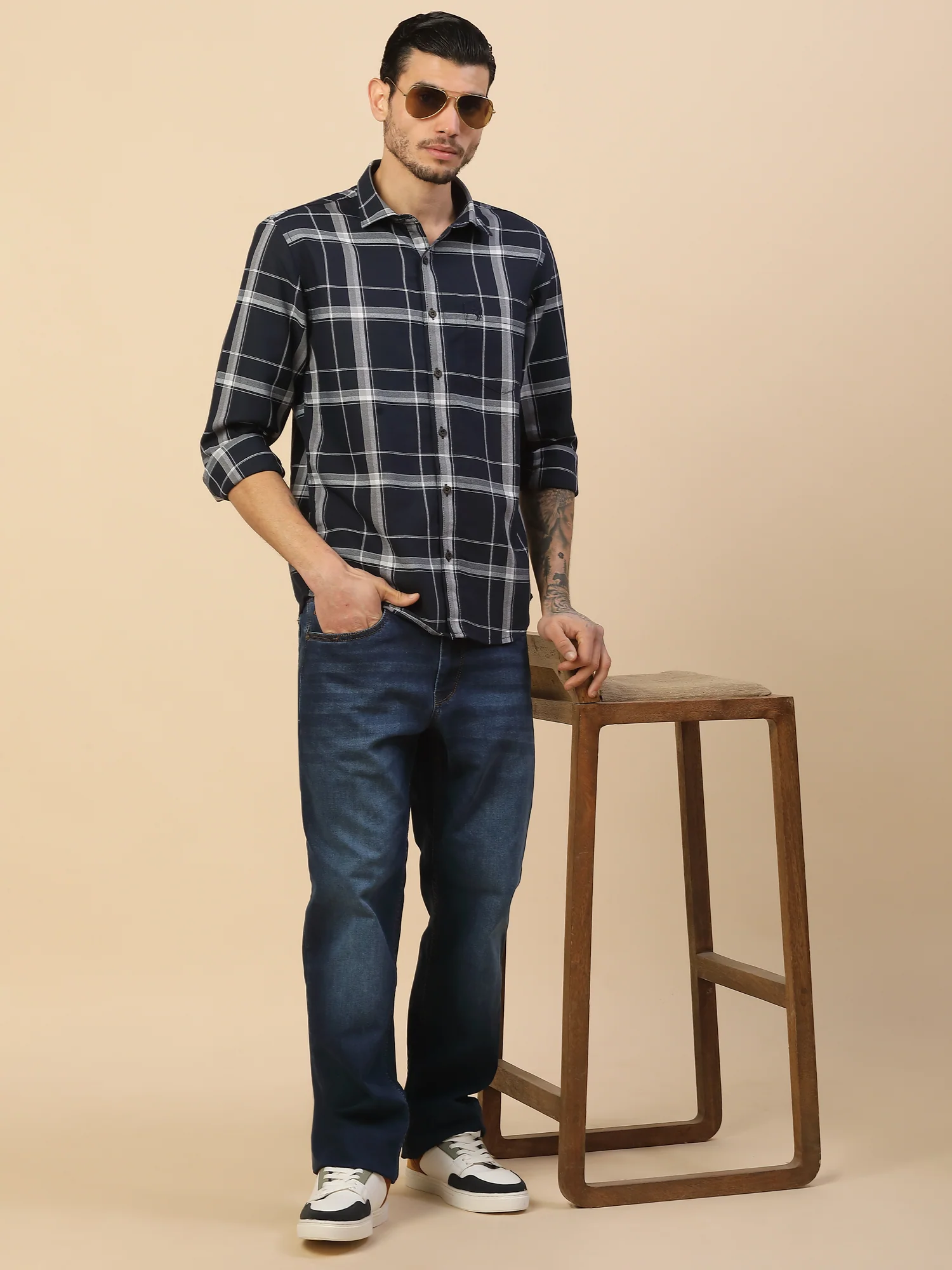 Men's Stylish Checkered Casual Shirt | Regular Fit | Full Sleeve | Pure Cotton | Smart Casual Wear - Image 2