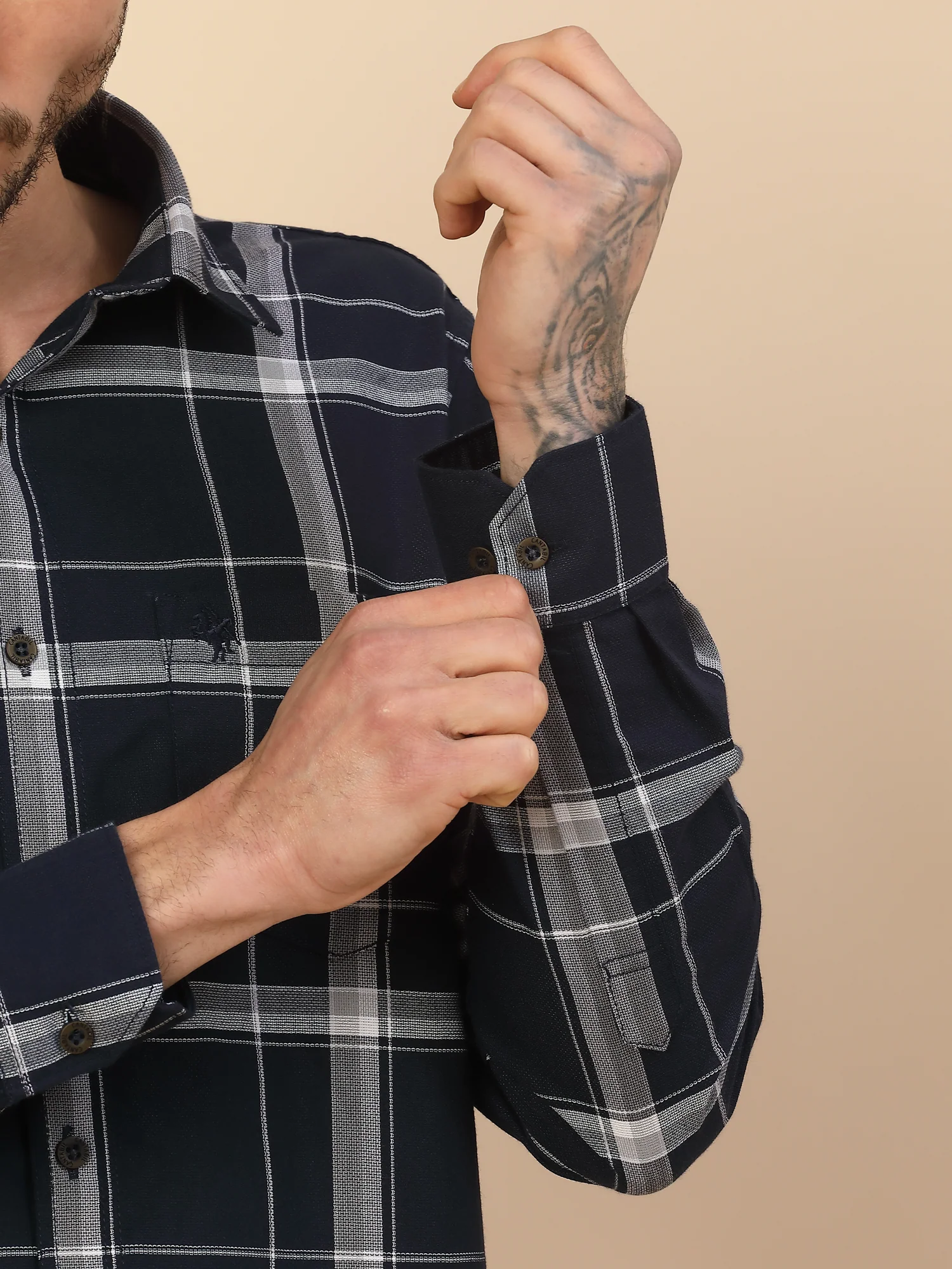 Men's Stylish Checkered Casual Shirt | Regular Fit | Full Sleeve | Pure Cotton | Smart Casual Wear - Image 4