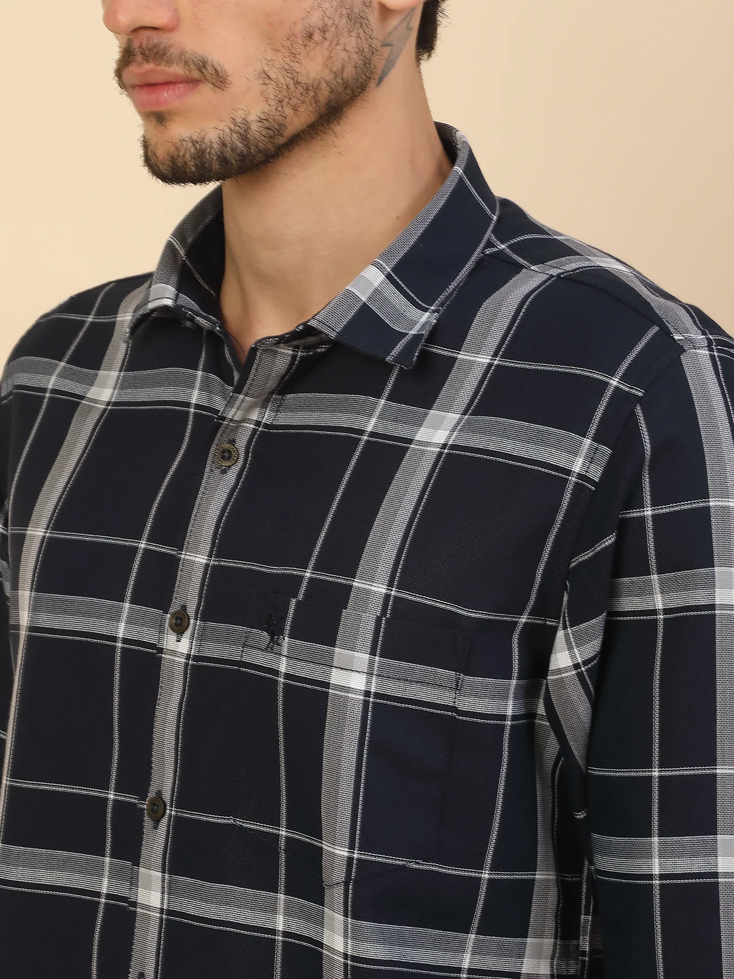Men's Stylish Checkered Casual Shirt | Regular Fit | Full Sleeve | Pure Cotton | Smart Casual Wear - Image 5