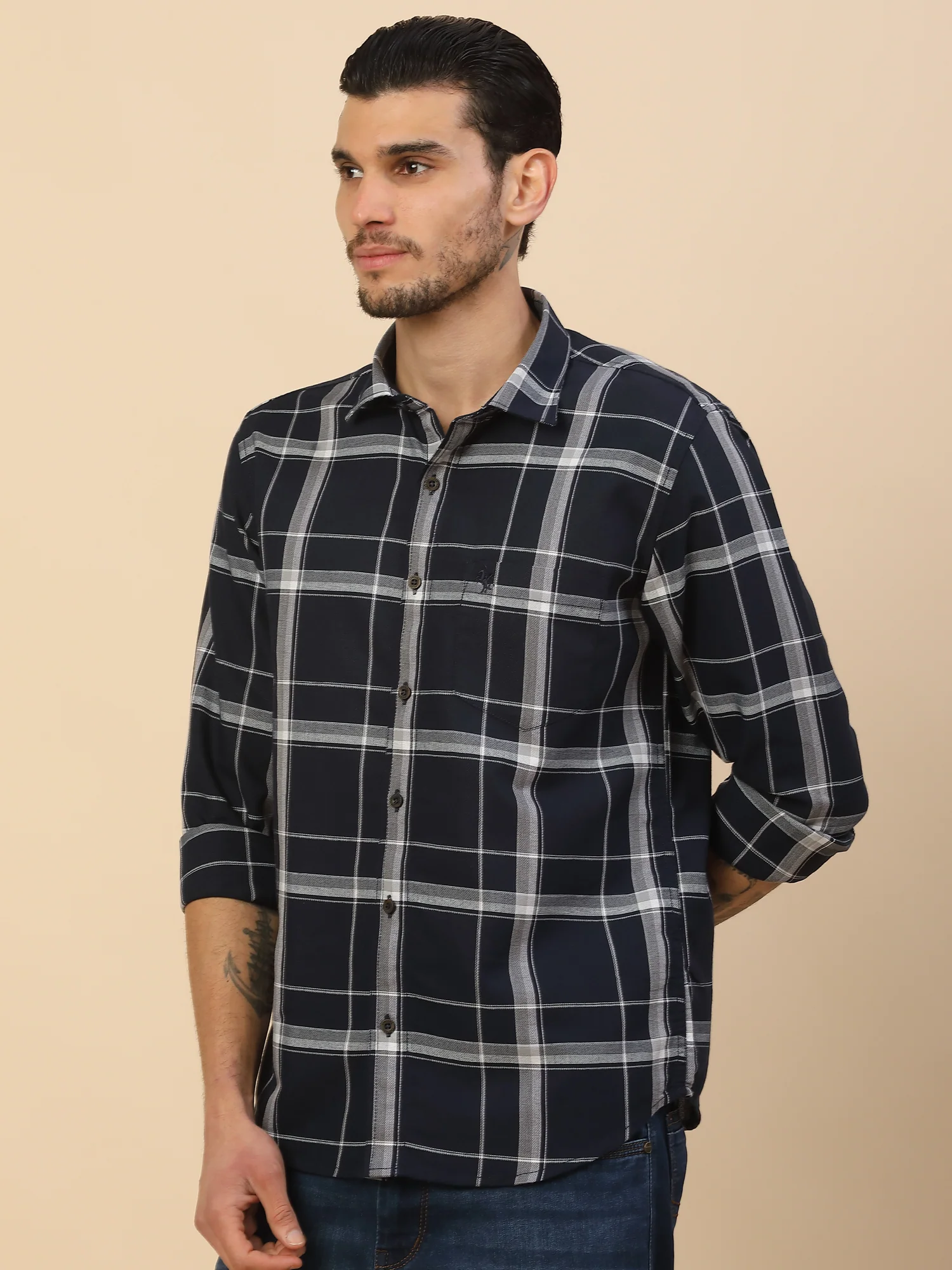 Men's Stylish Checkered Casual Shirt | Regular Fit | Full Sleeve | Pure Cotton | Smart Casual Wear - Image 6